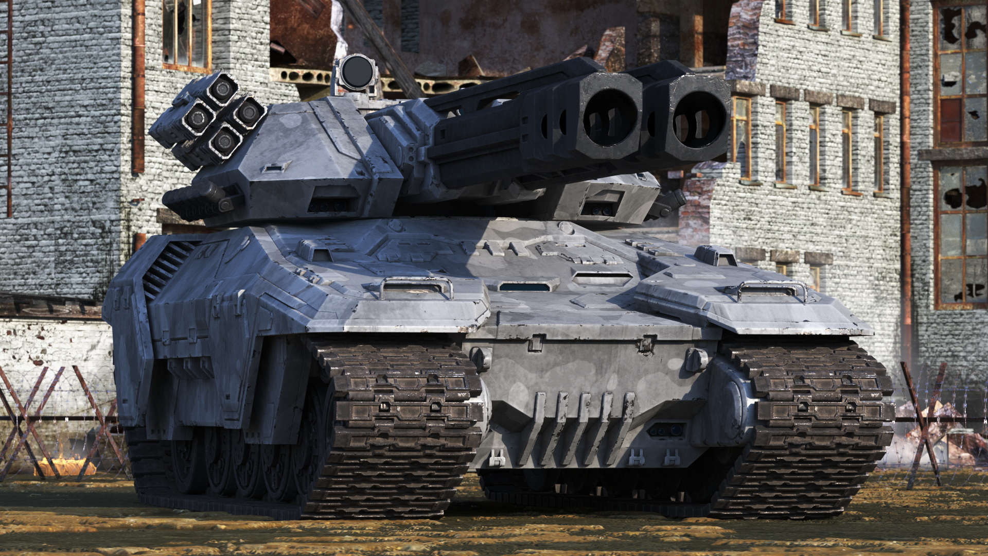 Futuristic Military Heavy Tank Rigged 3D