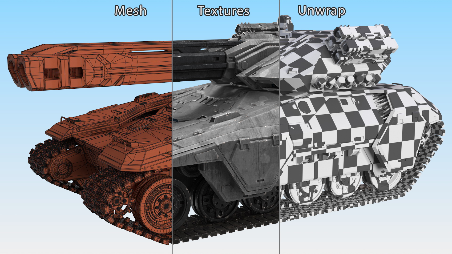 Futuristic Military Heavy Tank Rigged 3D
