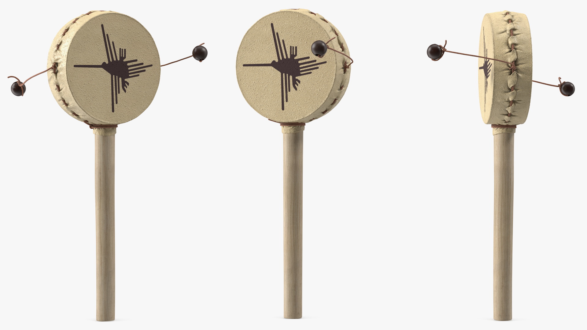 3D model Vintage Pellet Drum Folk Instrument
