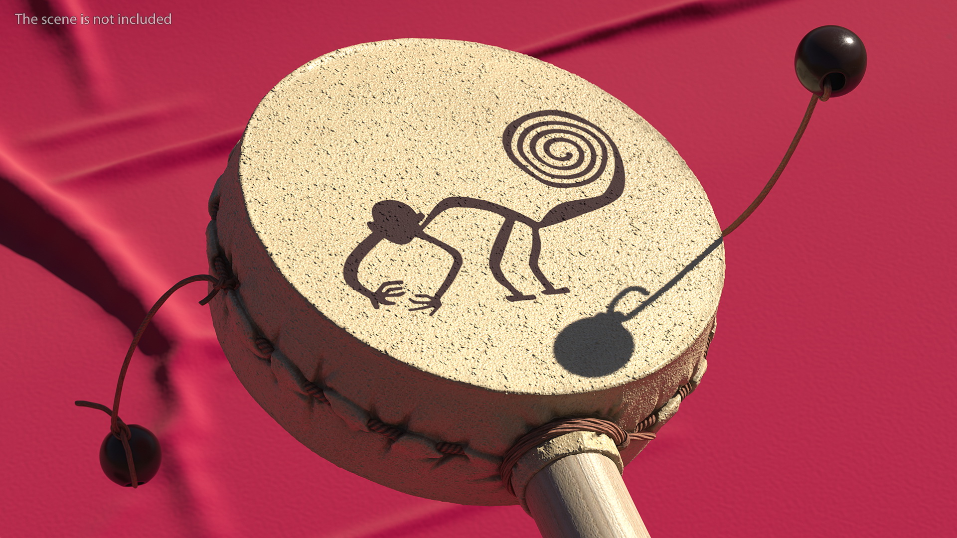 3D model Vintage Pellet Drum Folk Instrument