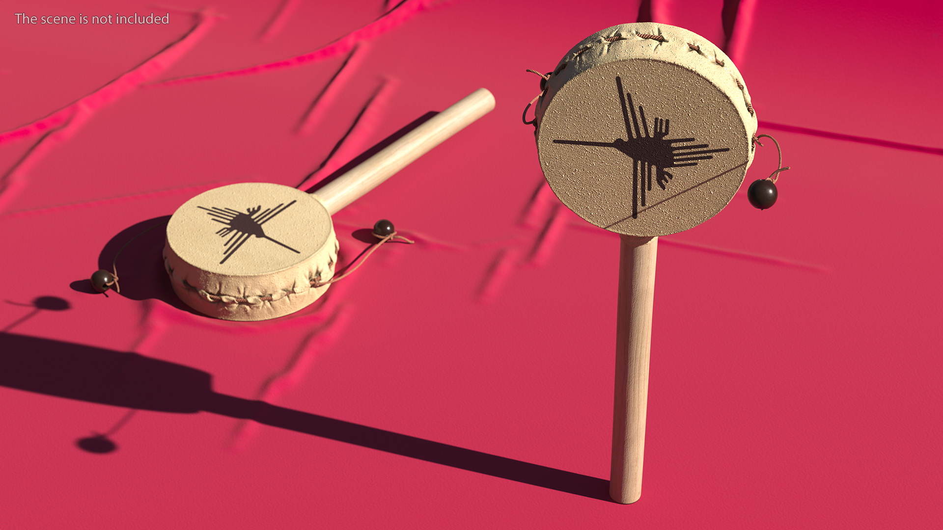 3D model Vintage Pellet Drum Folk Instrument