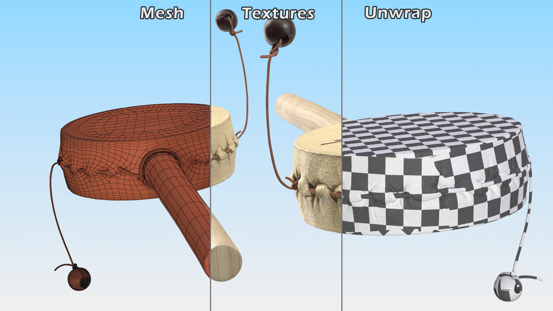 3D model Vintage Pellet Drum Folk Instrument