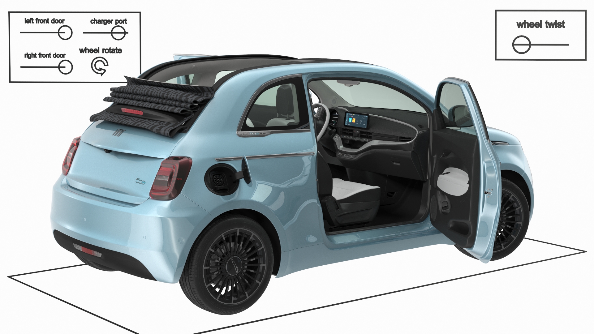 3D model Fiat 500 Cabrio LaPrima Rigged