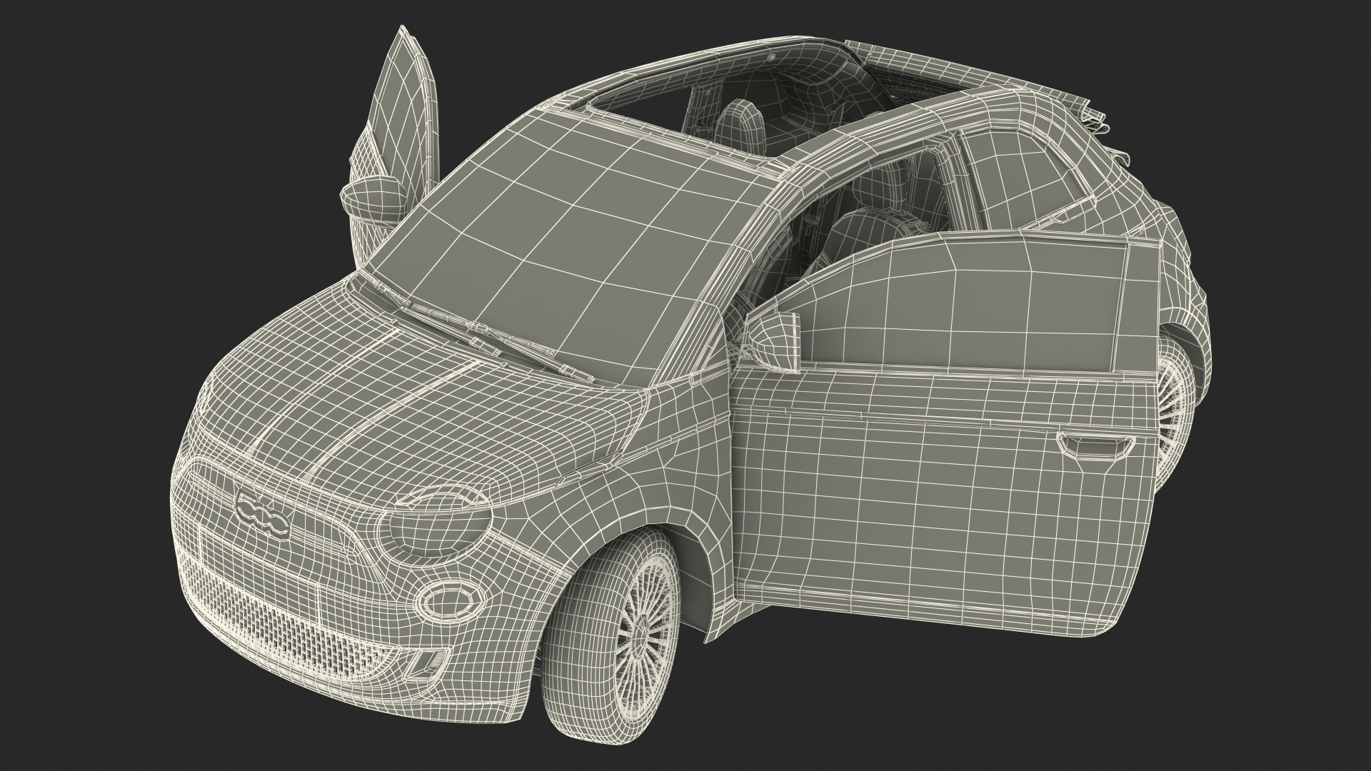 3D model Fiat 500 Cabrio LaPrima Rigged