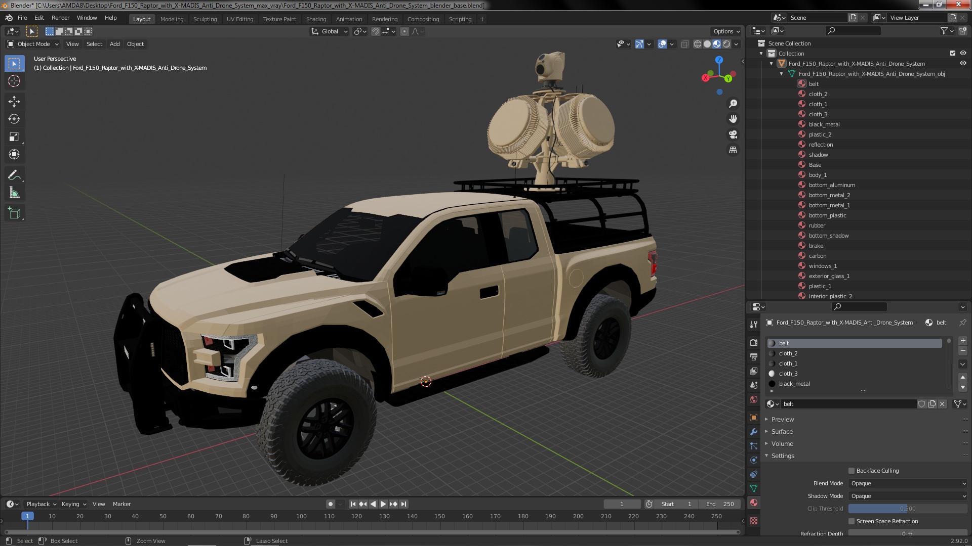 Ford F150 Raptor with X-MADIS Anti Drone System 3D