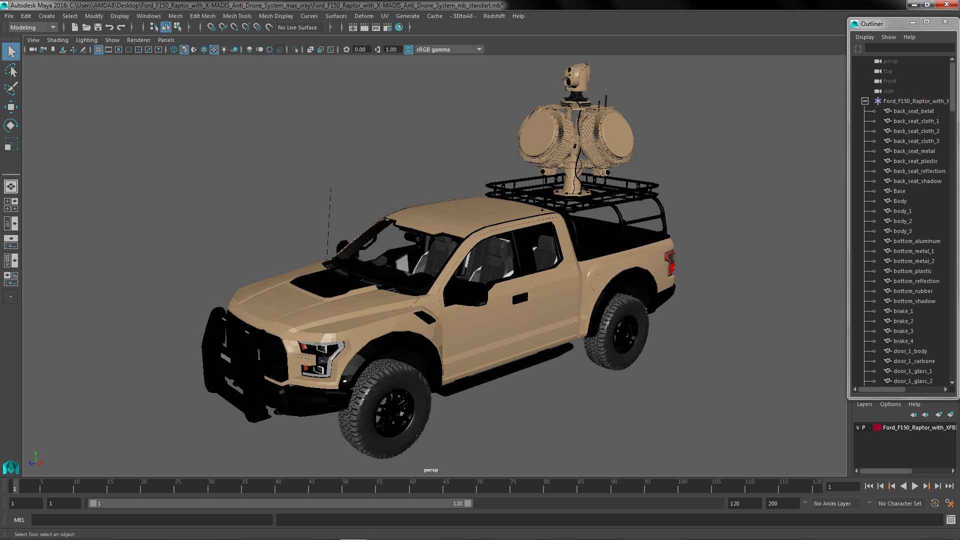 Ford F150 Raptor with X-MADIS Anti Drone System 3D