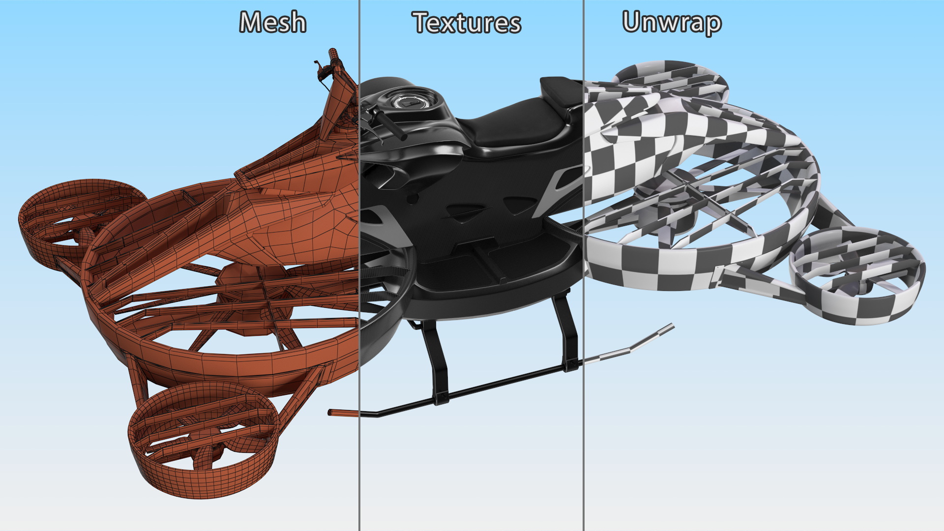Black Hoverbike XTURISMO 3D model
