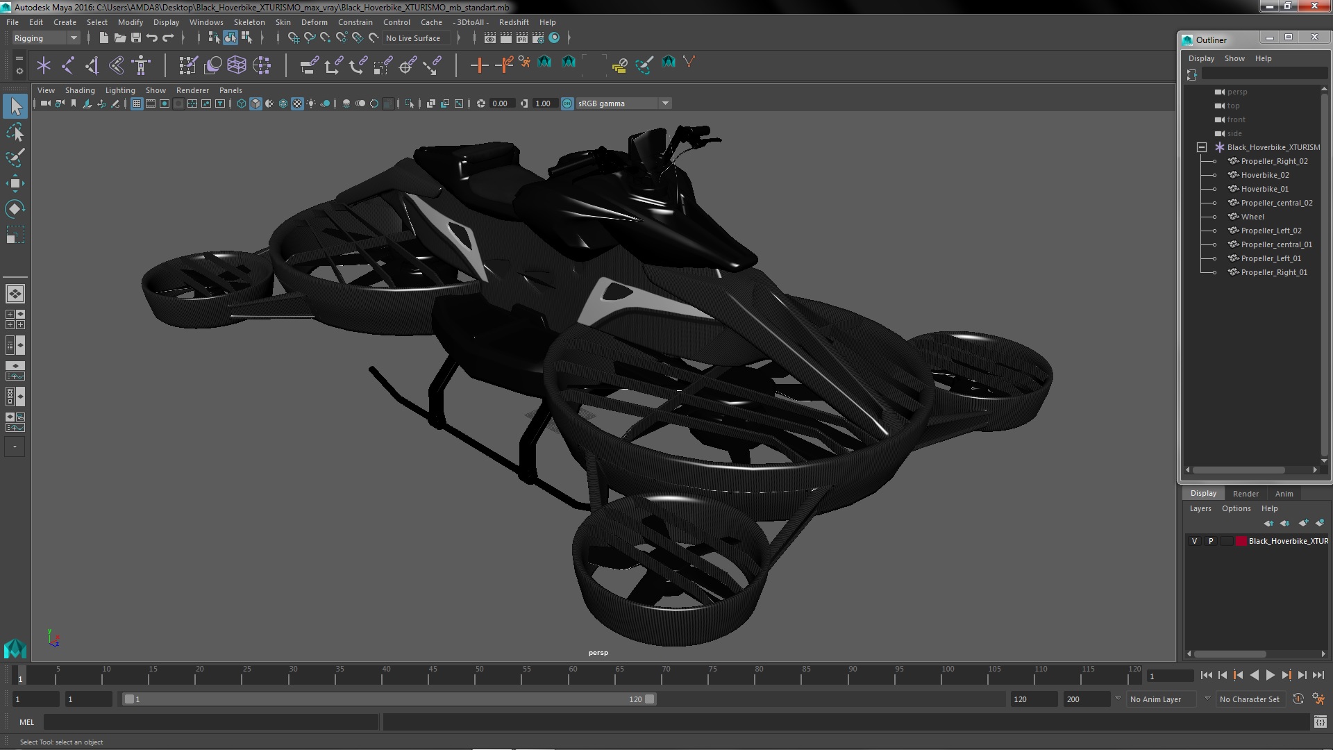 Black Hoverbike XTURISMO 3D model