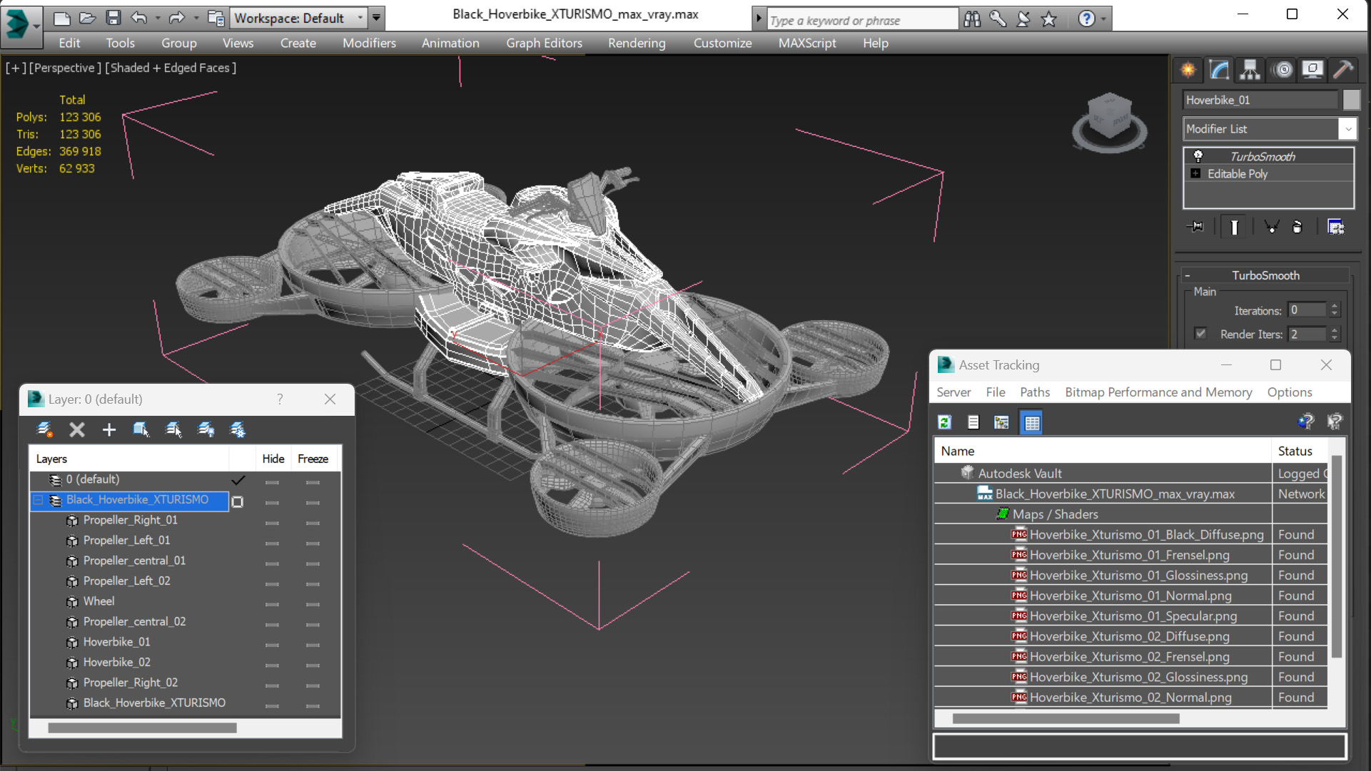 Black Hoverbike XTURISMO 3D model