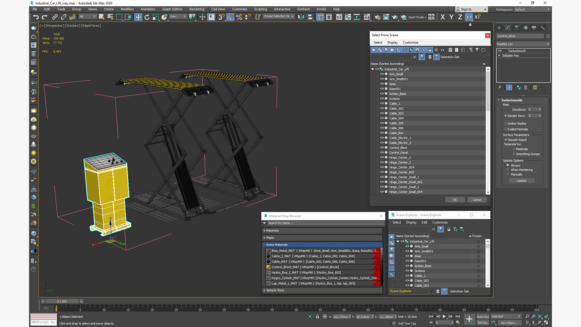 Industrial Car Lift 3D model