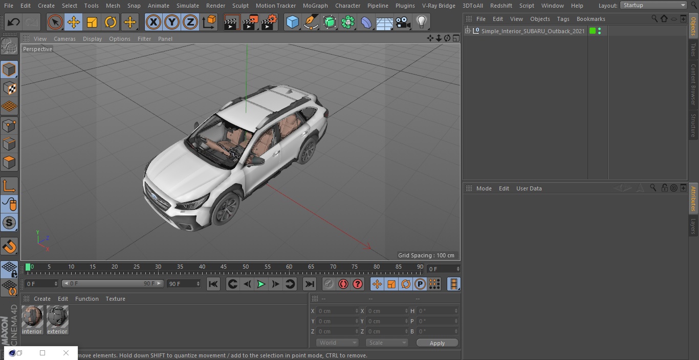 3D model Simple Interior SUBARU Outback 2021