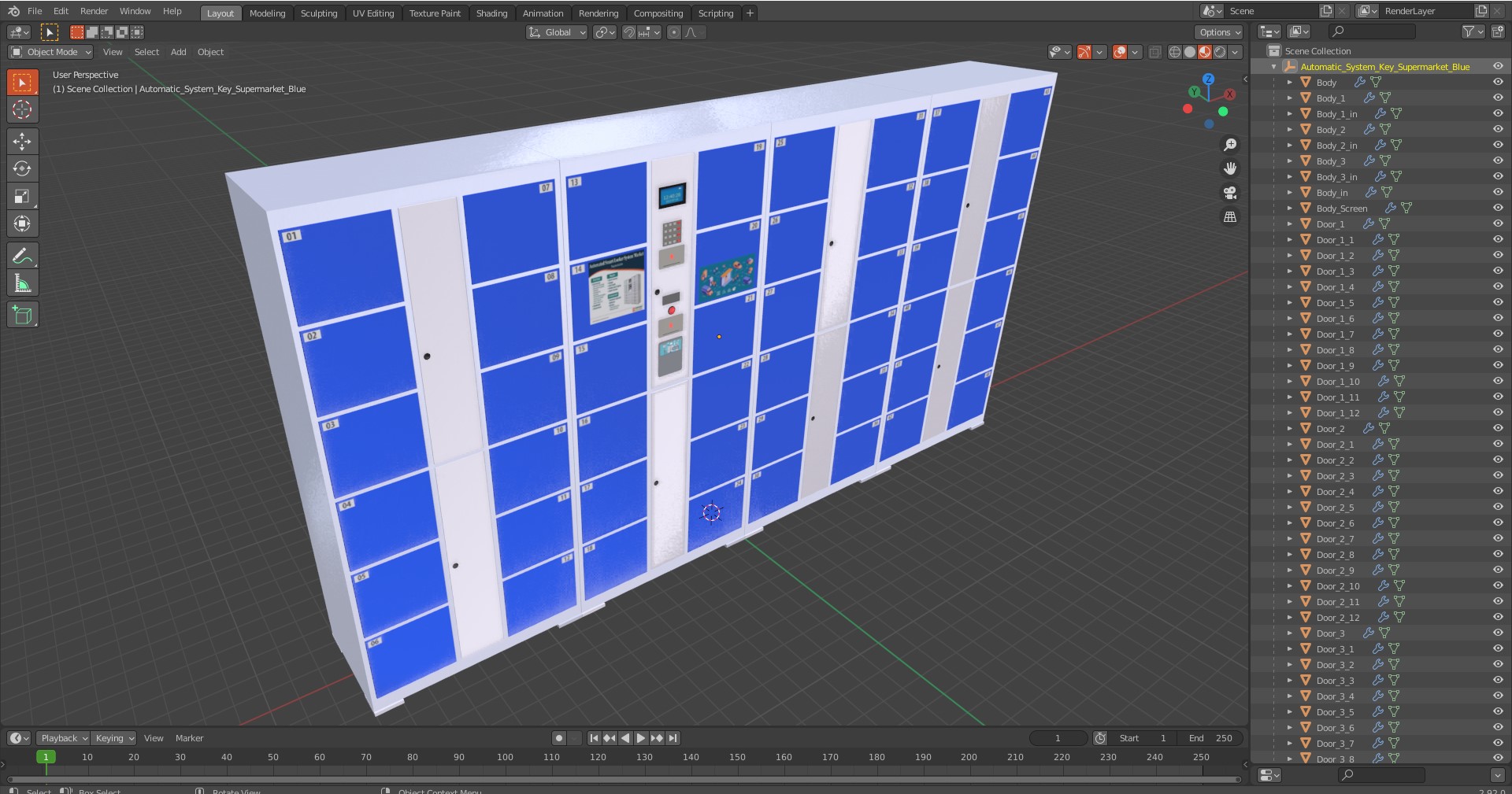 Automatic System Key Supermarket Blue 3D