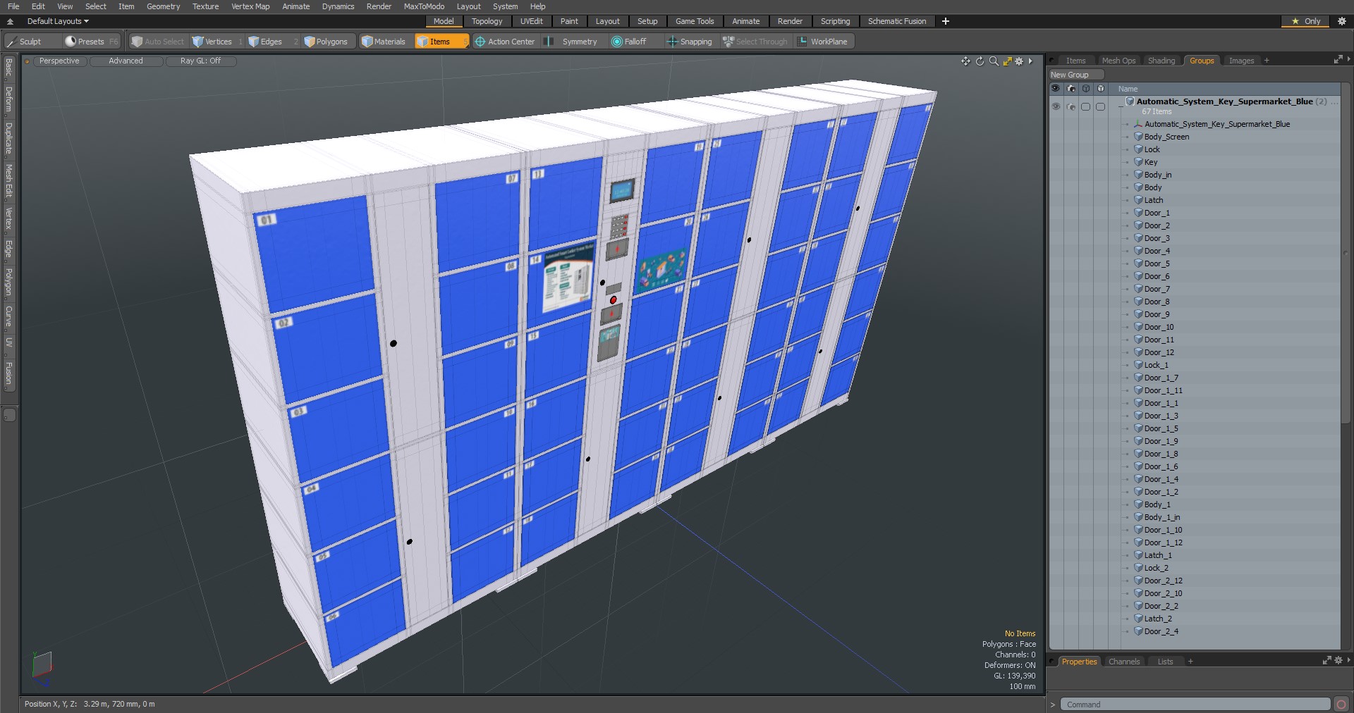 Automatic System Key Supermarket Blue 3D