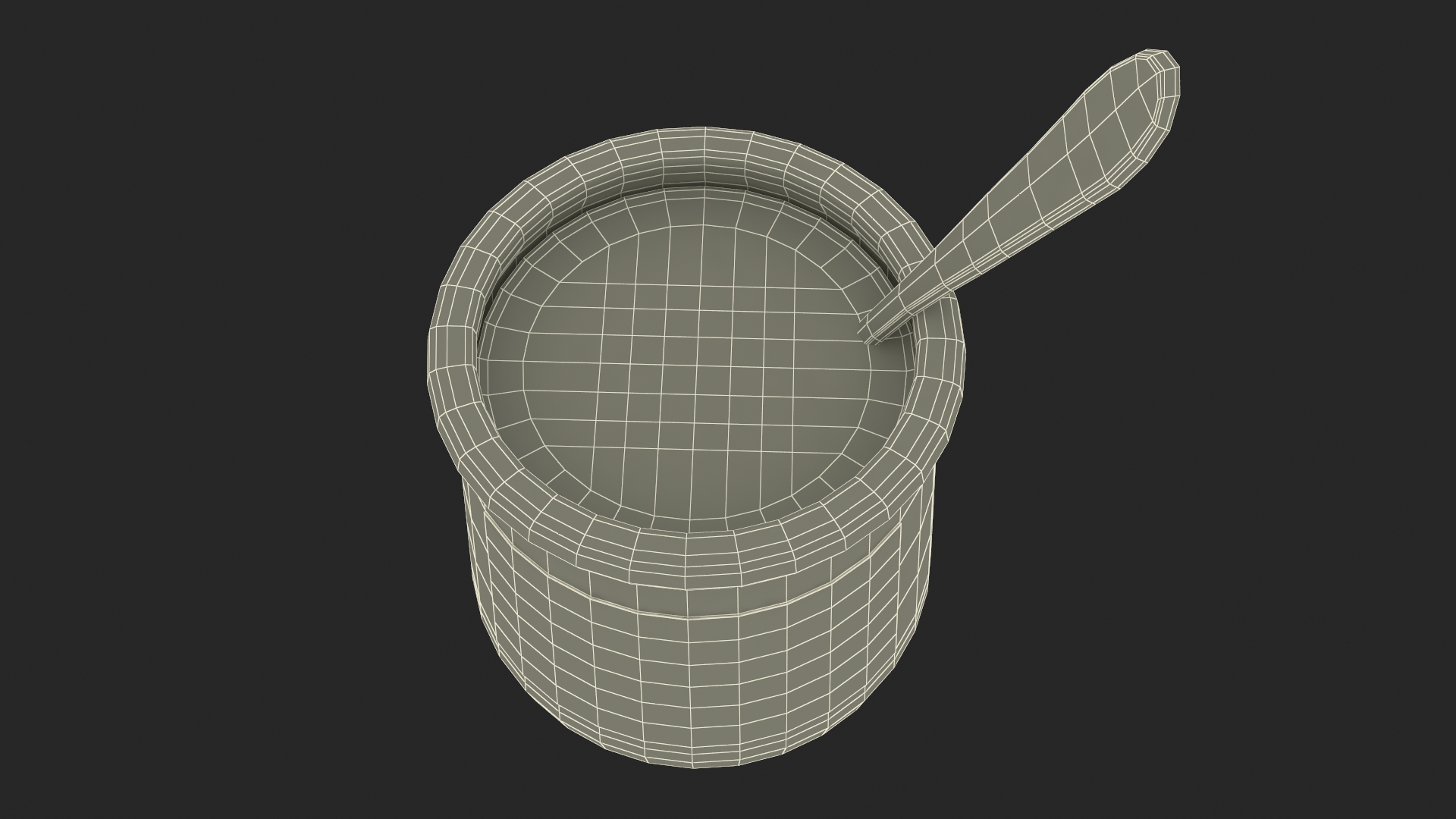 3D Strawberry Yogurt Container with Spoon model