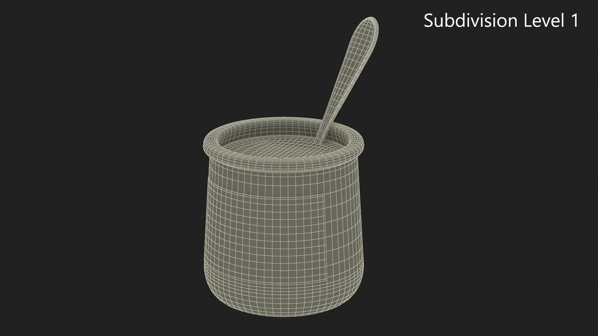 3D Strawberry Yogurt Container with Spoon model
