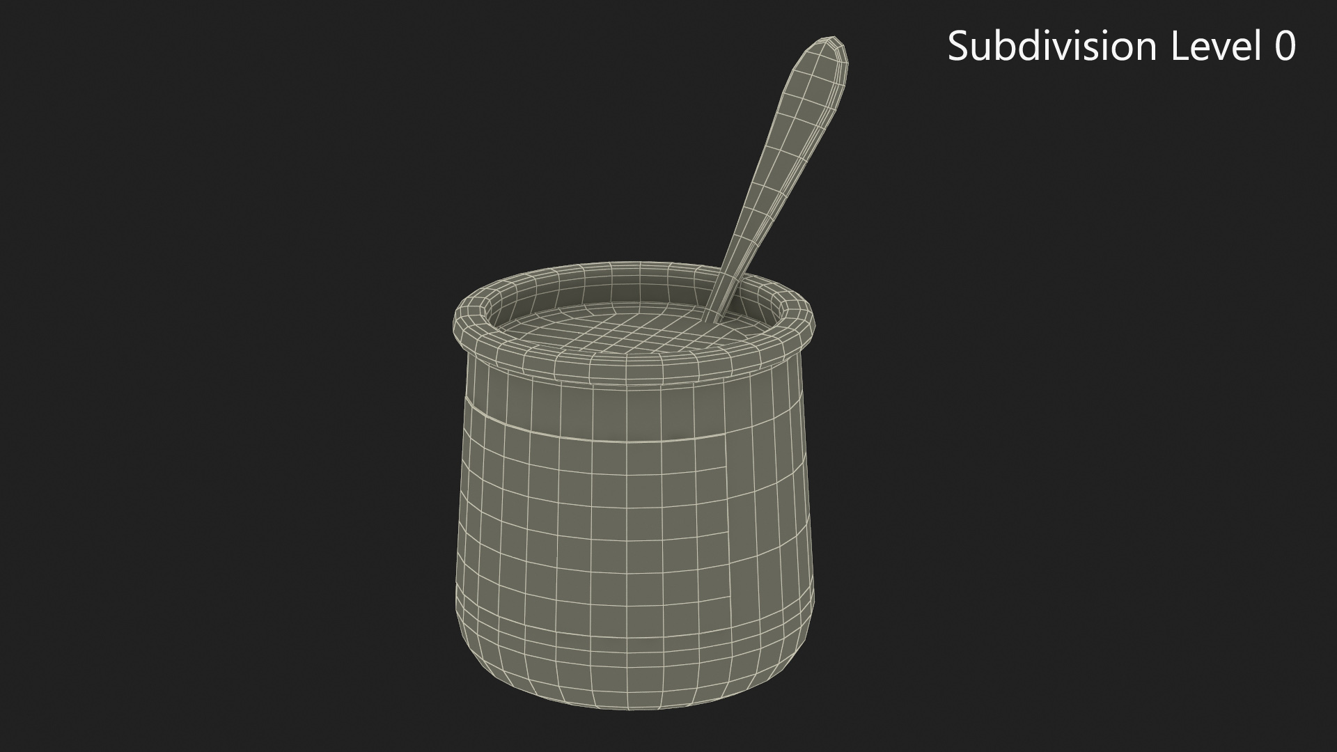 3D Strawberry Yogurt Container with Spoon model