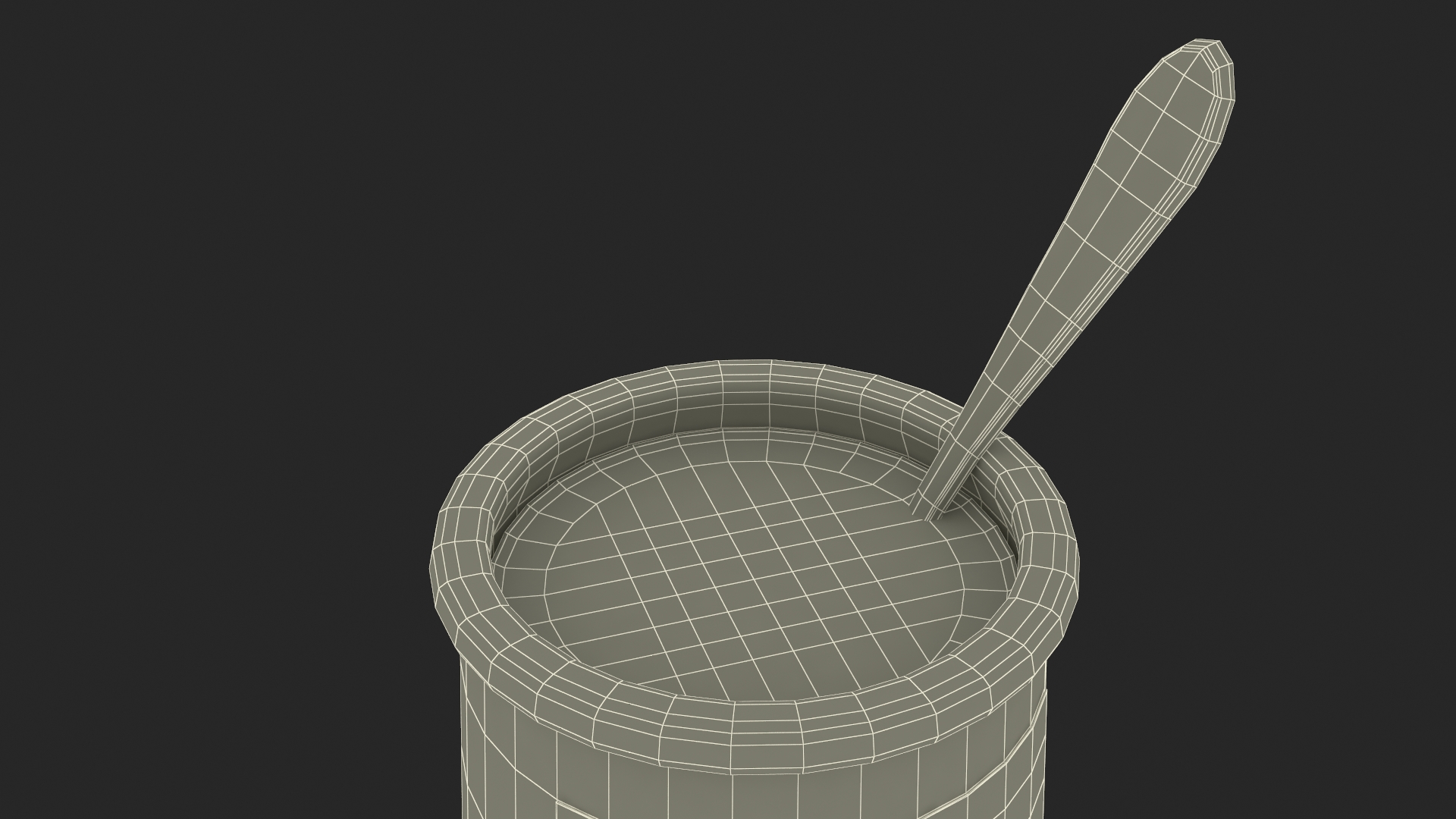 3D Strawberry Yogurt Container with Spoon model