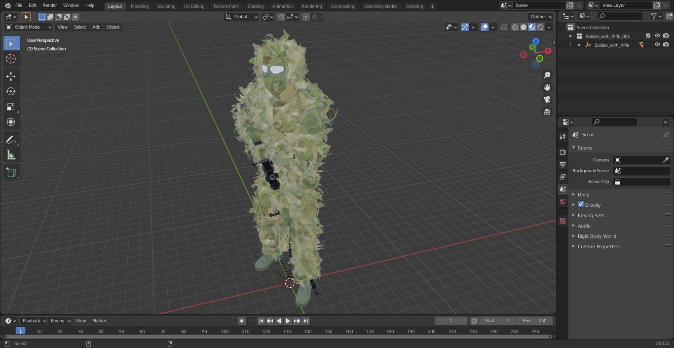 3D Soldier with Rifle model