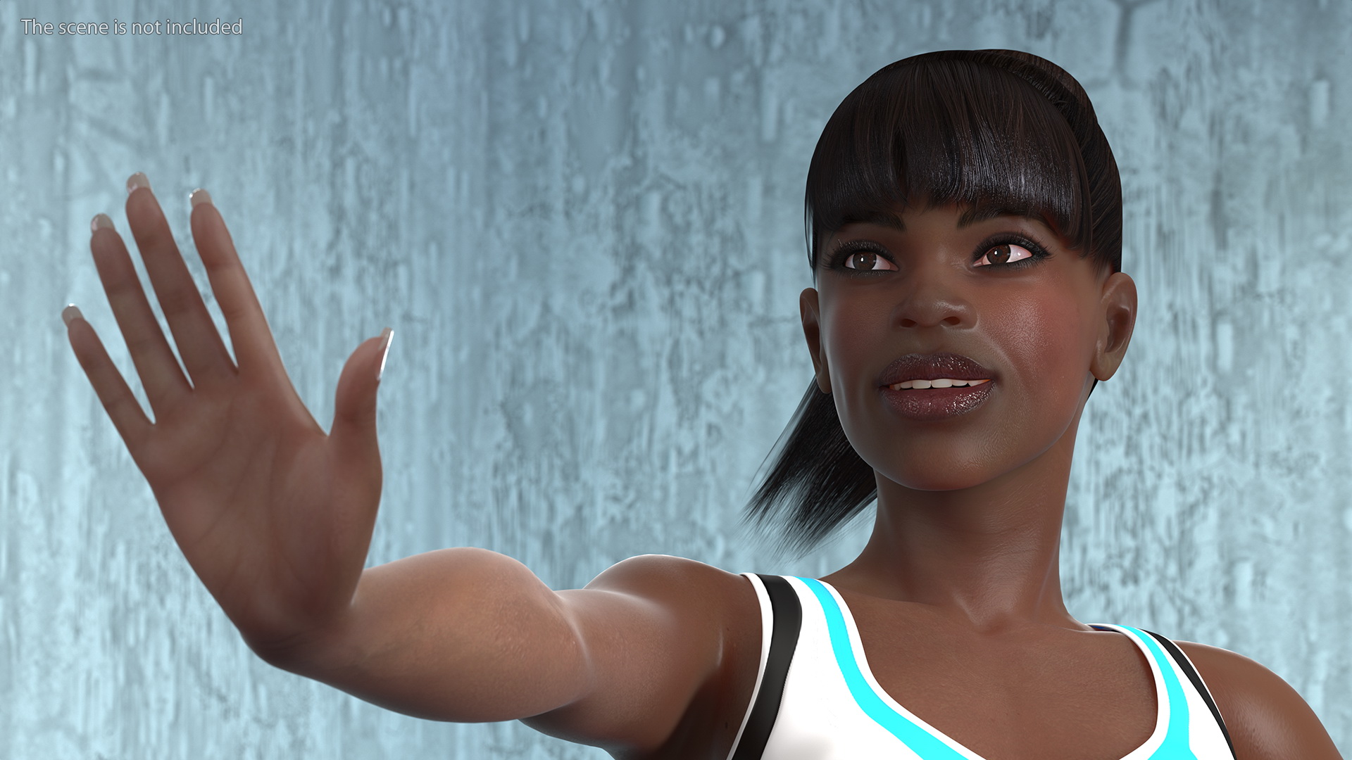 Dark Skin Fitness Woman Standing Pose 3D