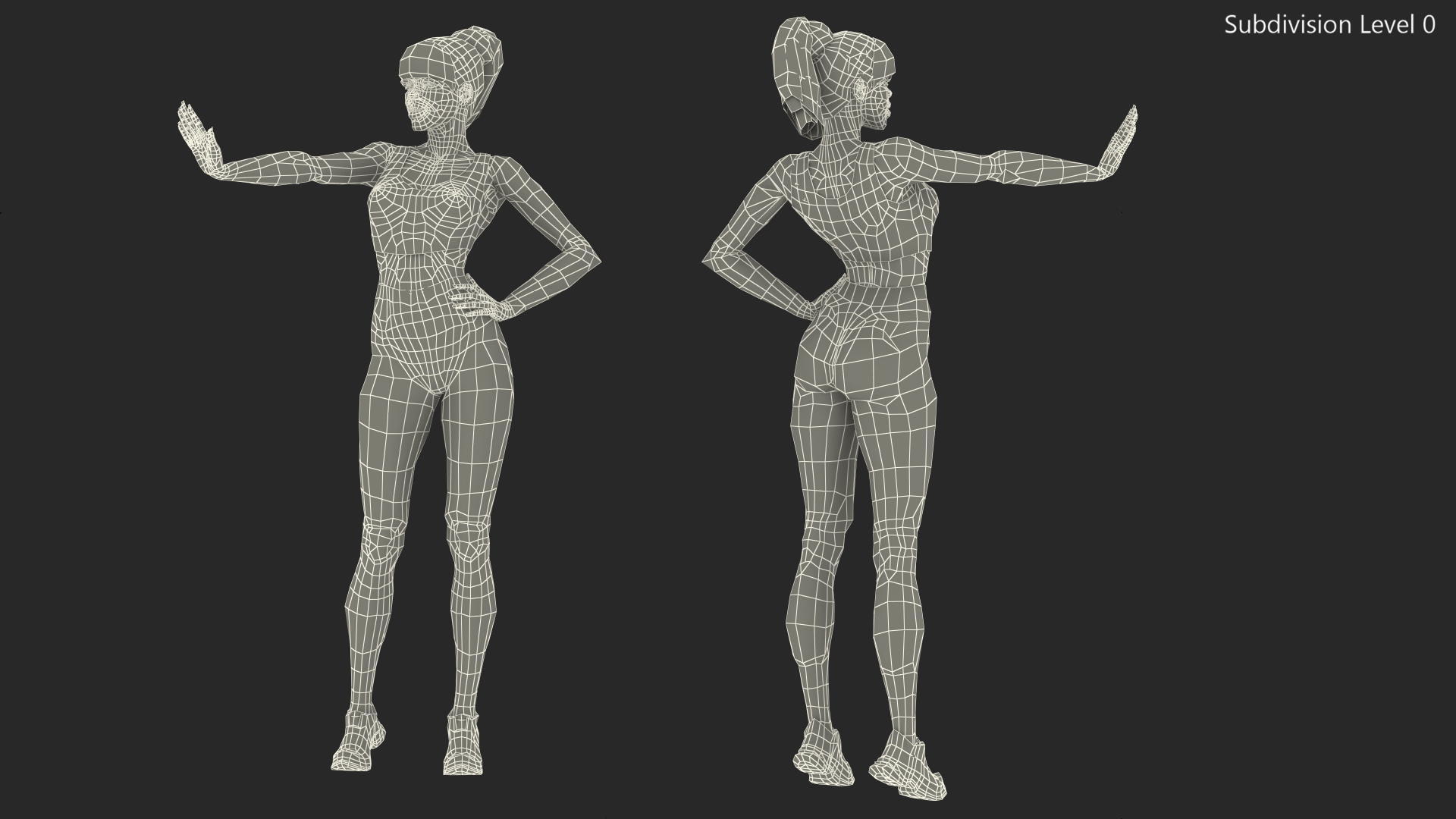 Dark Skin Fitness Woman Standing Pose 3D