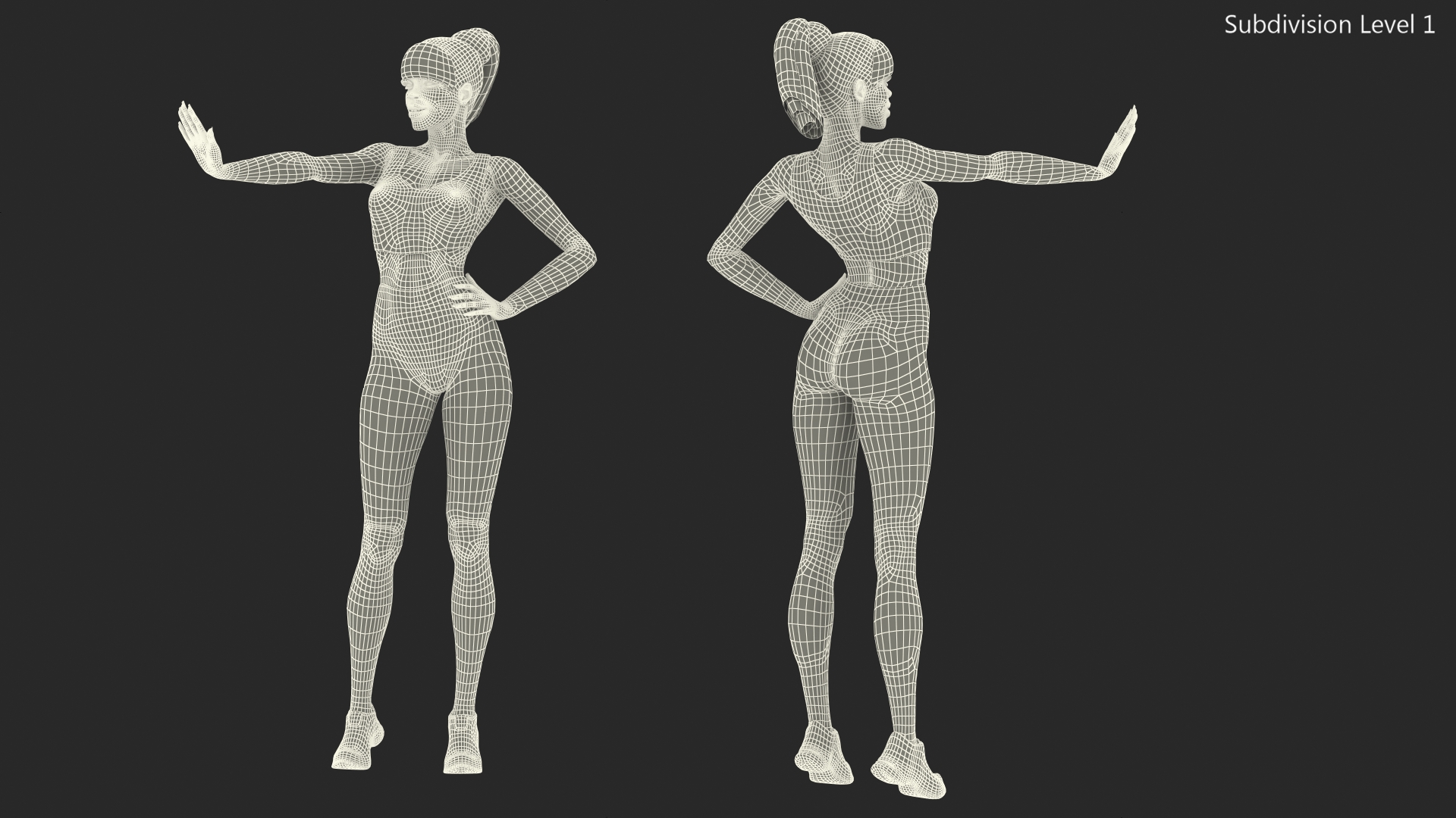Dark Skin Fitness Woman Standing Pose 3D