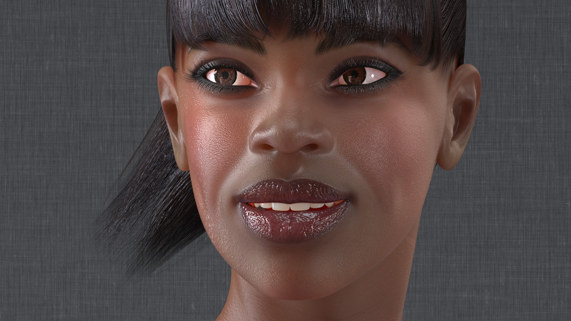 Dark Skin Fitness Woman Standing Pose 3D