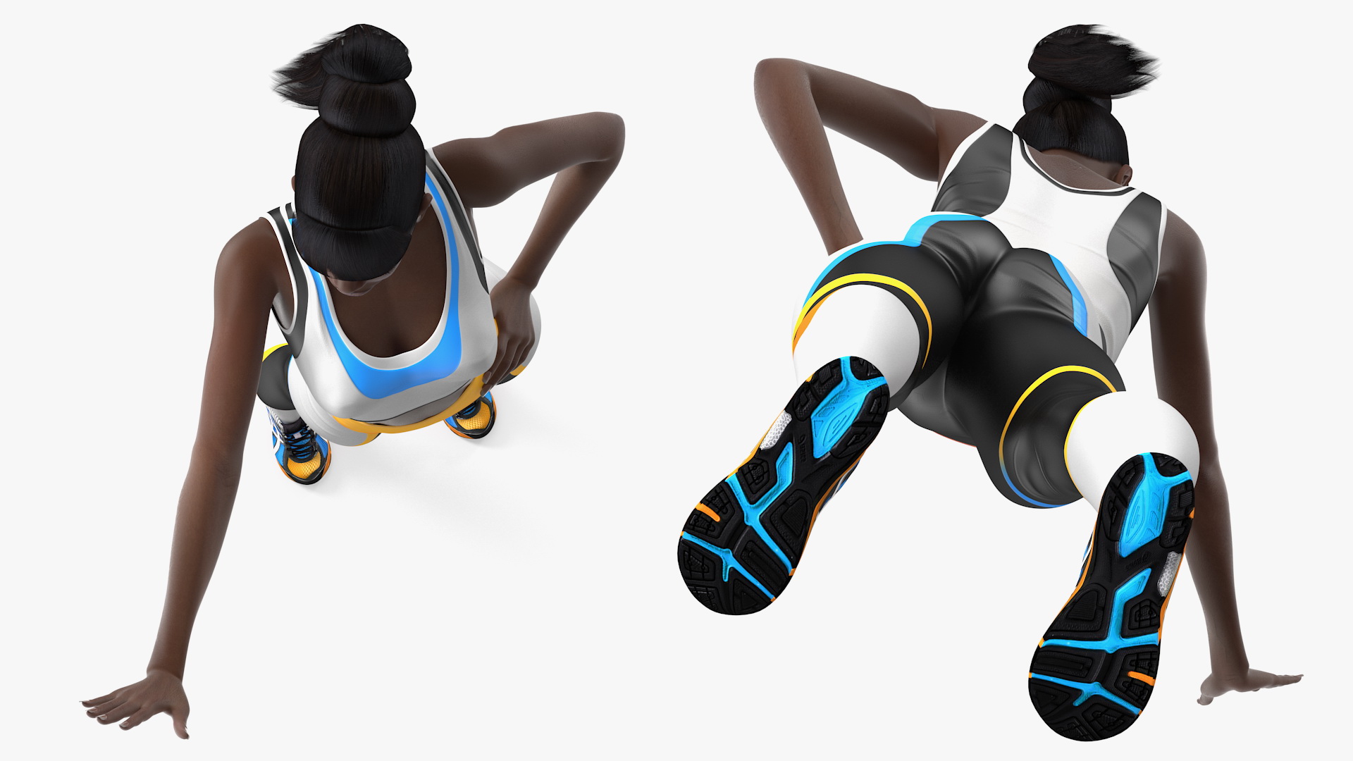 Dark Skin Fitness Woman Standing Pose 3D