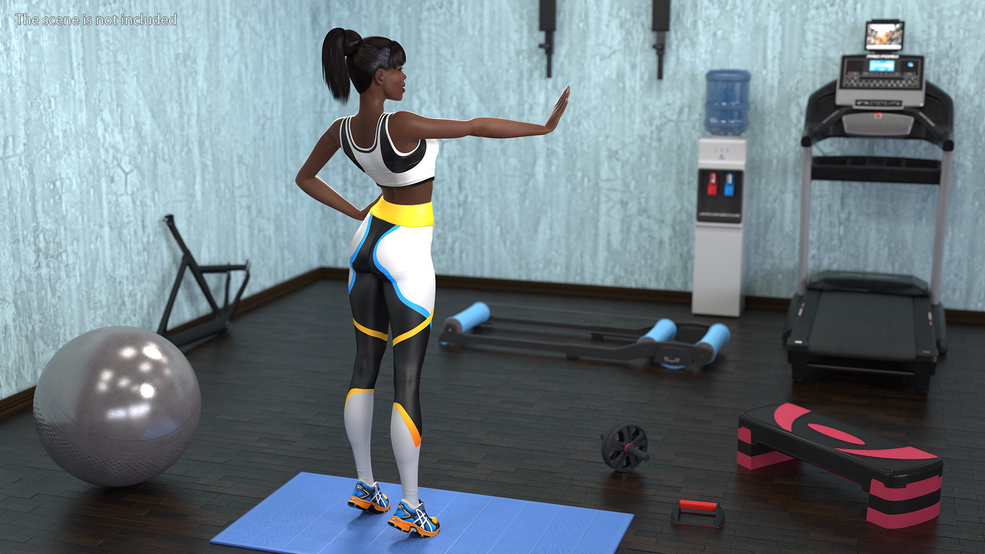 Dark Skin Fitness Woman Standing Pose 3D