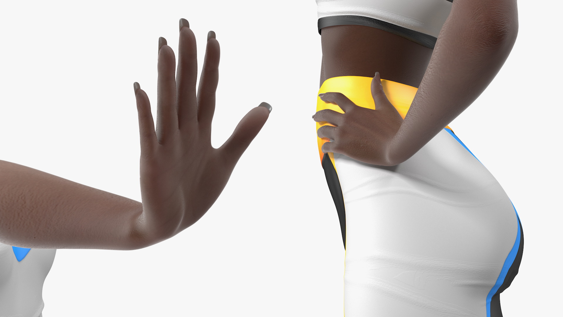 Dark Skin Fitness Woman Standing Pose 3D