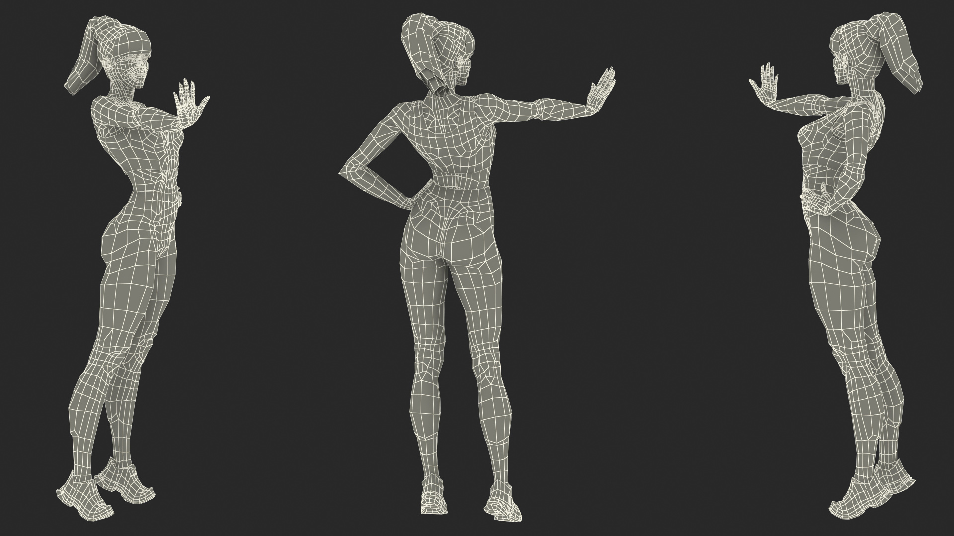 Dark Skin Fitness Woman Standing Pose 3D