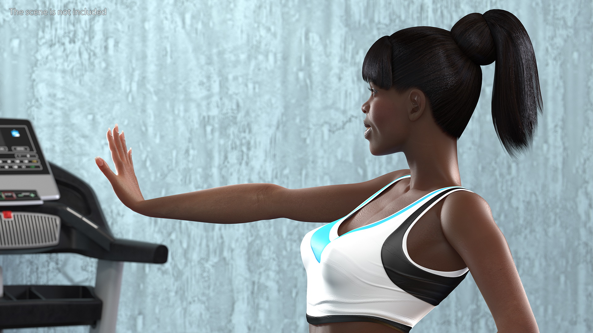 Dark Skin Fitness Woman Standing Pose 3D