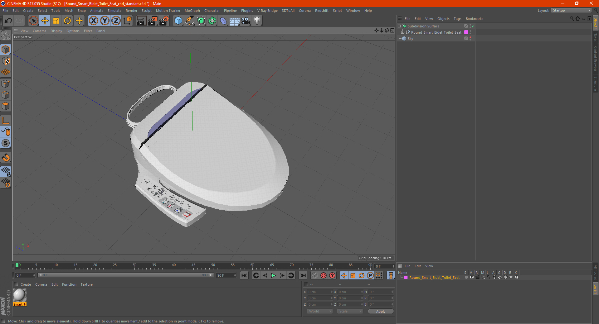 Round Smart Bidet Toilet Seat 3D model