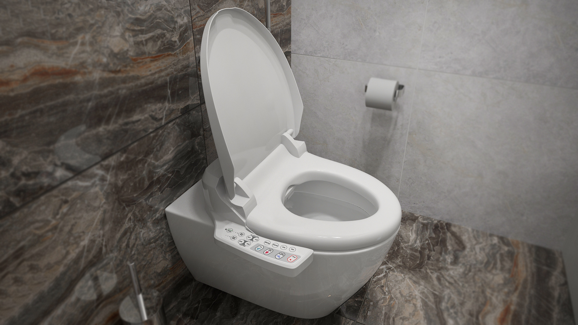 Round Smart Bidet Toilet Seat 3D model