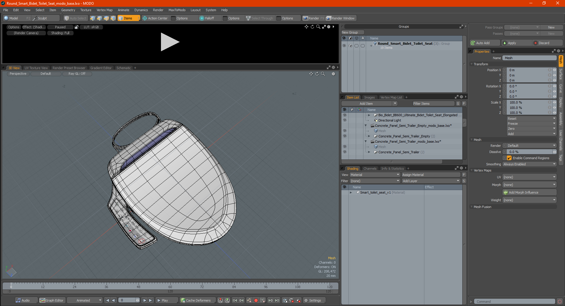 Round Smart Bidet Toilet Seat 3D model