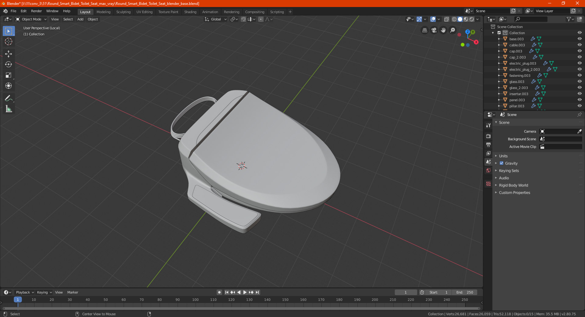 Round Smart Bidet Toilet Seat 3D model