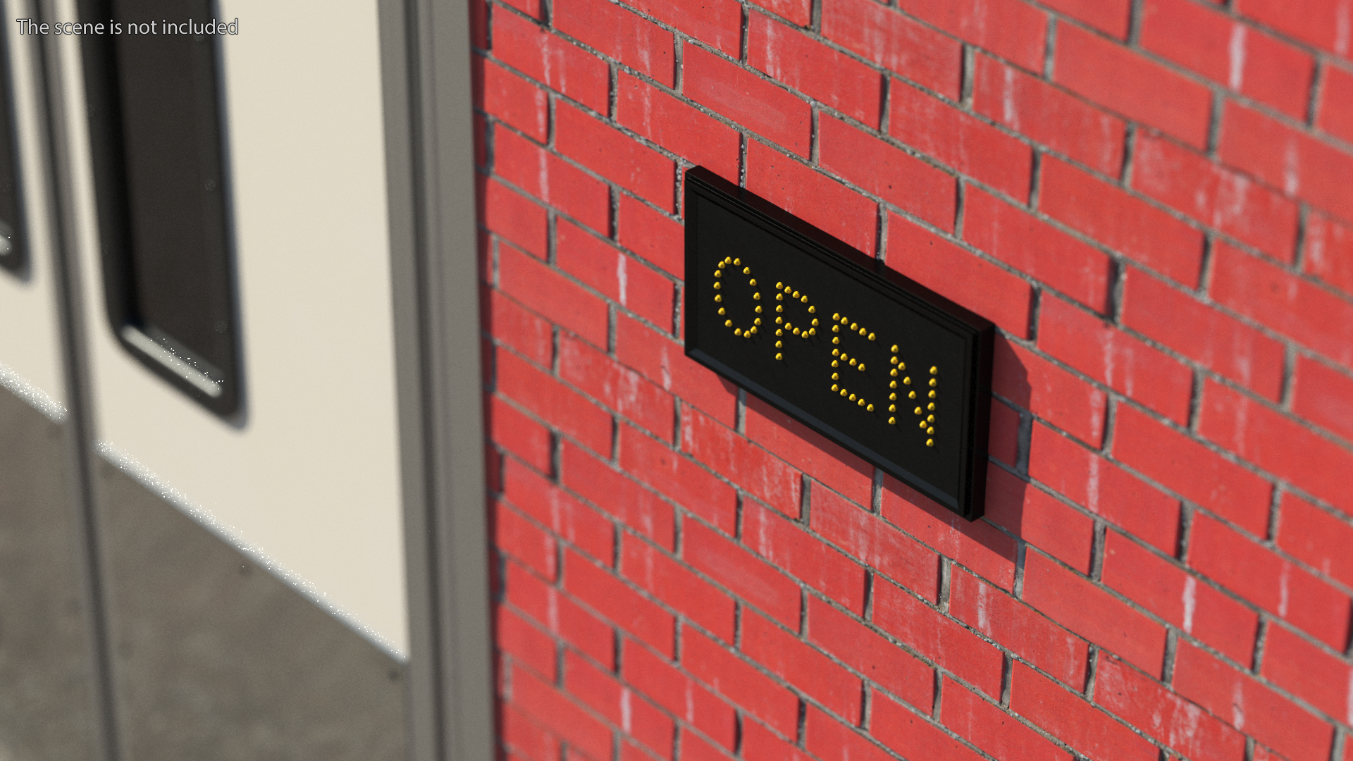 3D Rectangle Yellow LED Business Sign Open OFF model