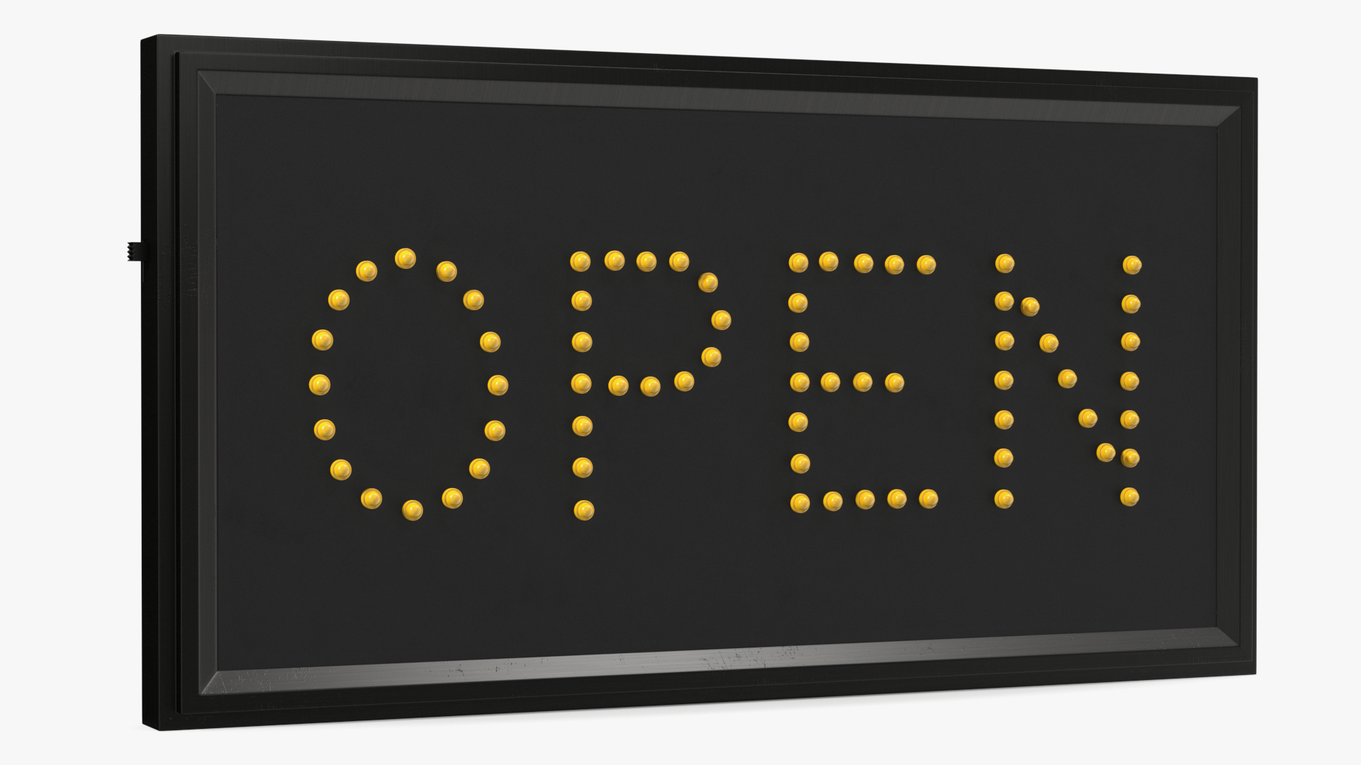 3D Rectangle Yellow LED Business Sign Open OFF model