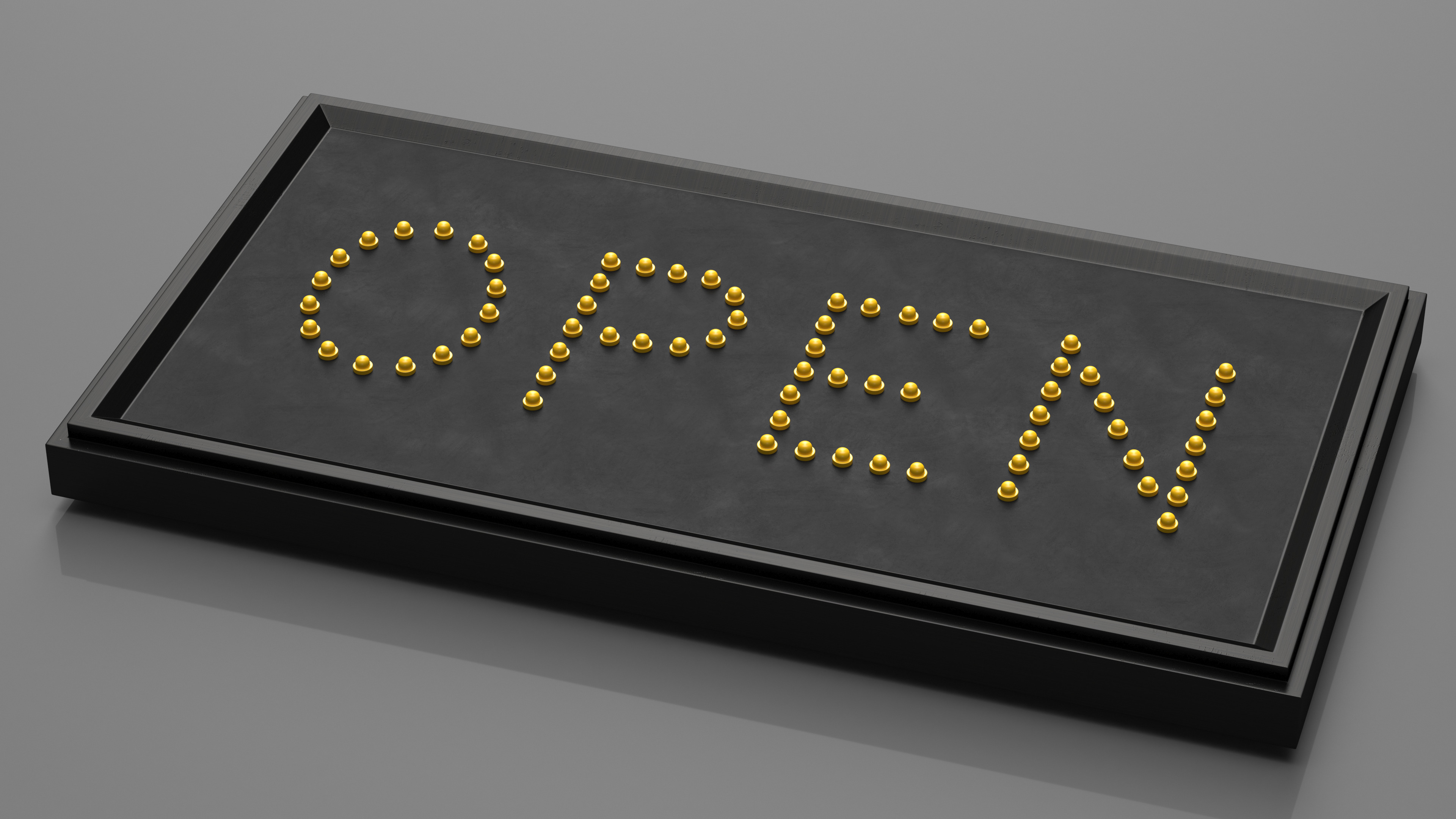 3D Rectangle Yellow LED Business Sign Open OFF model