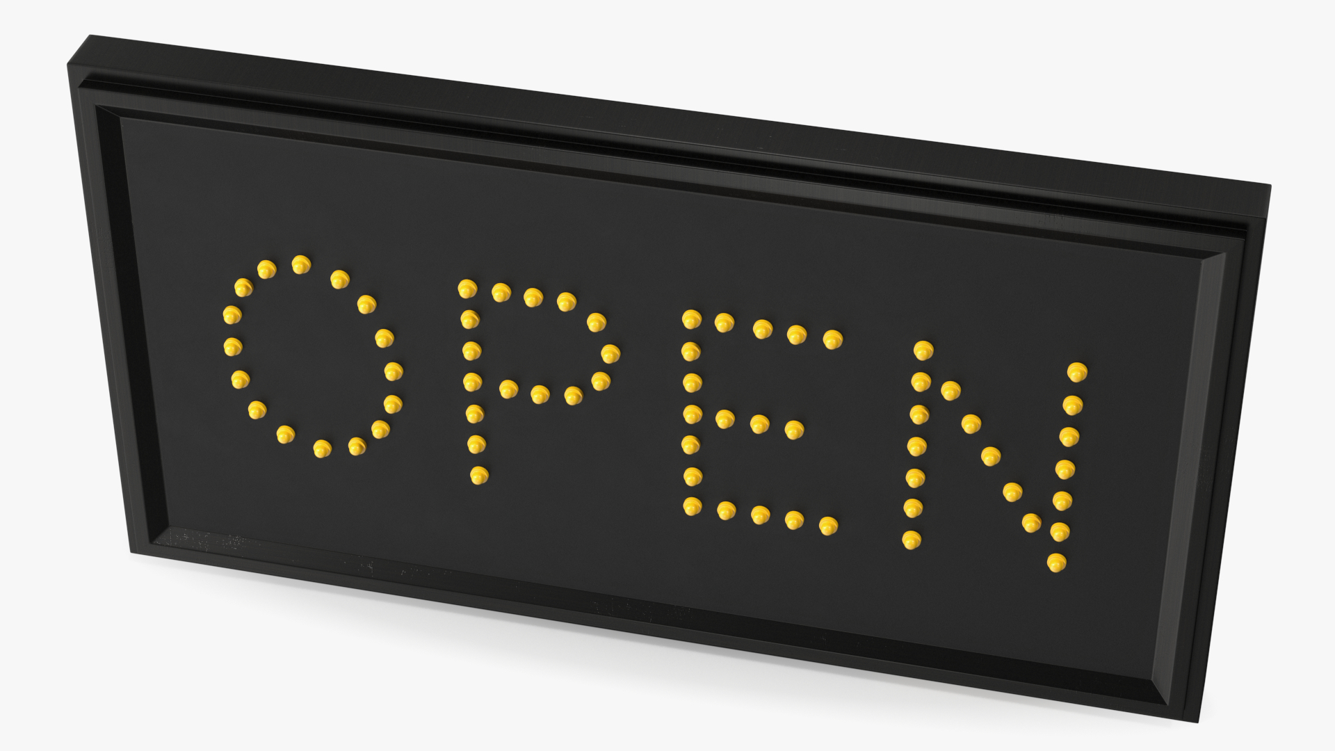 3D Rectangle Yellow LED Business Sign Open OFF model