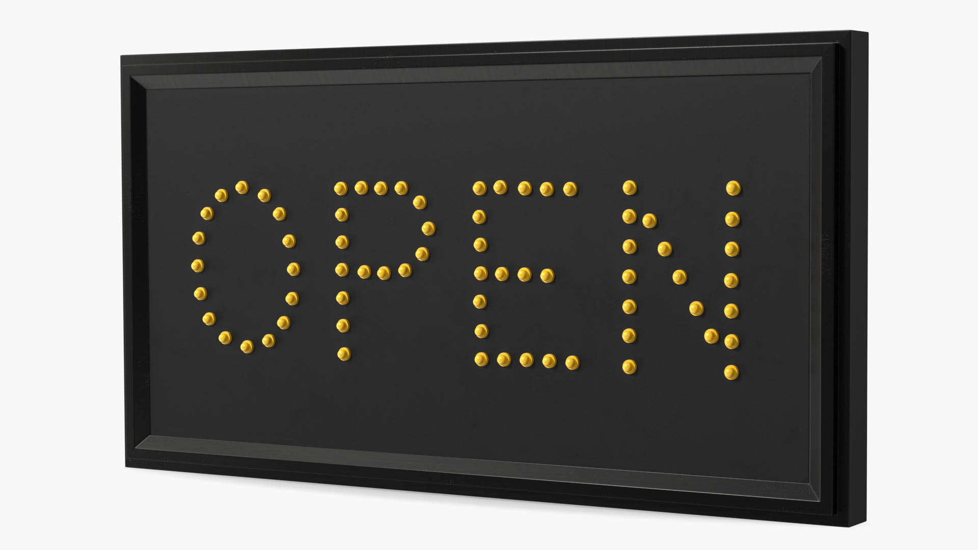 3D Rectangle Yellow LED Business Sign Open OFF model