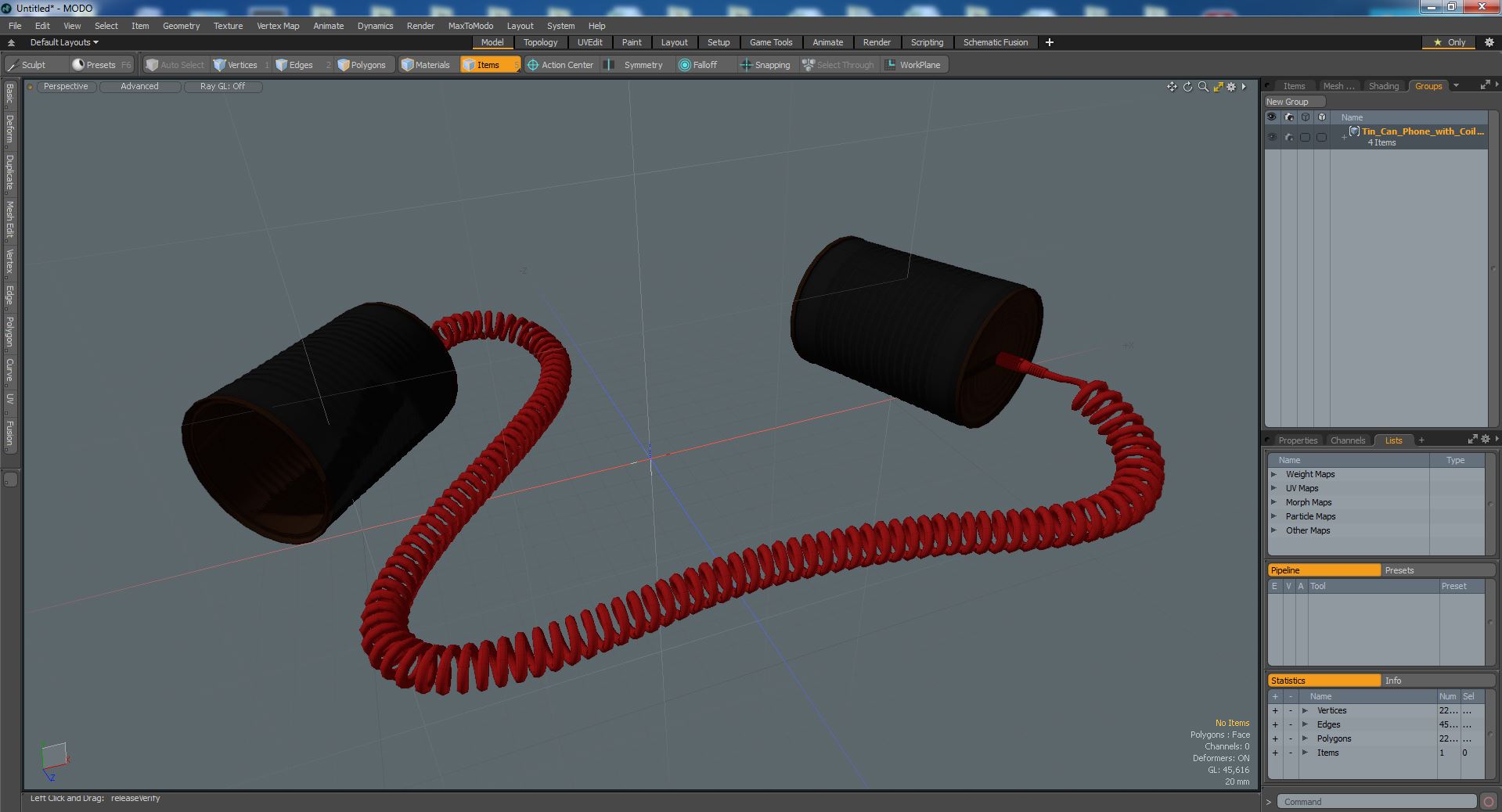3D model Tin Can Phone with Coiled Cord