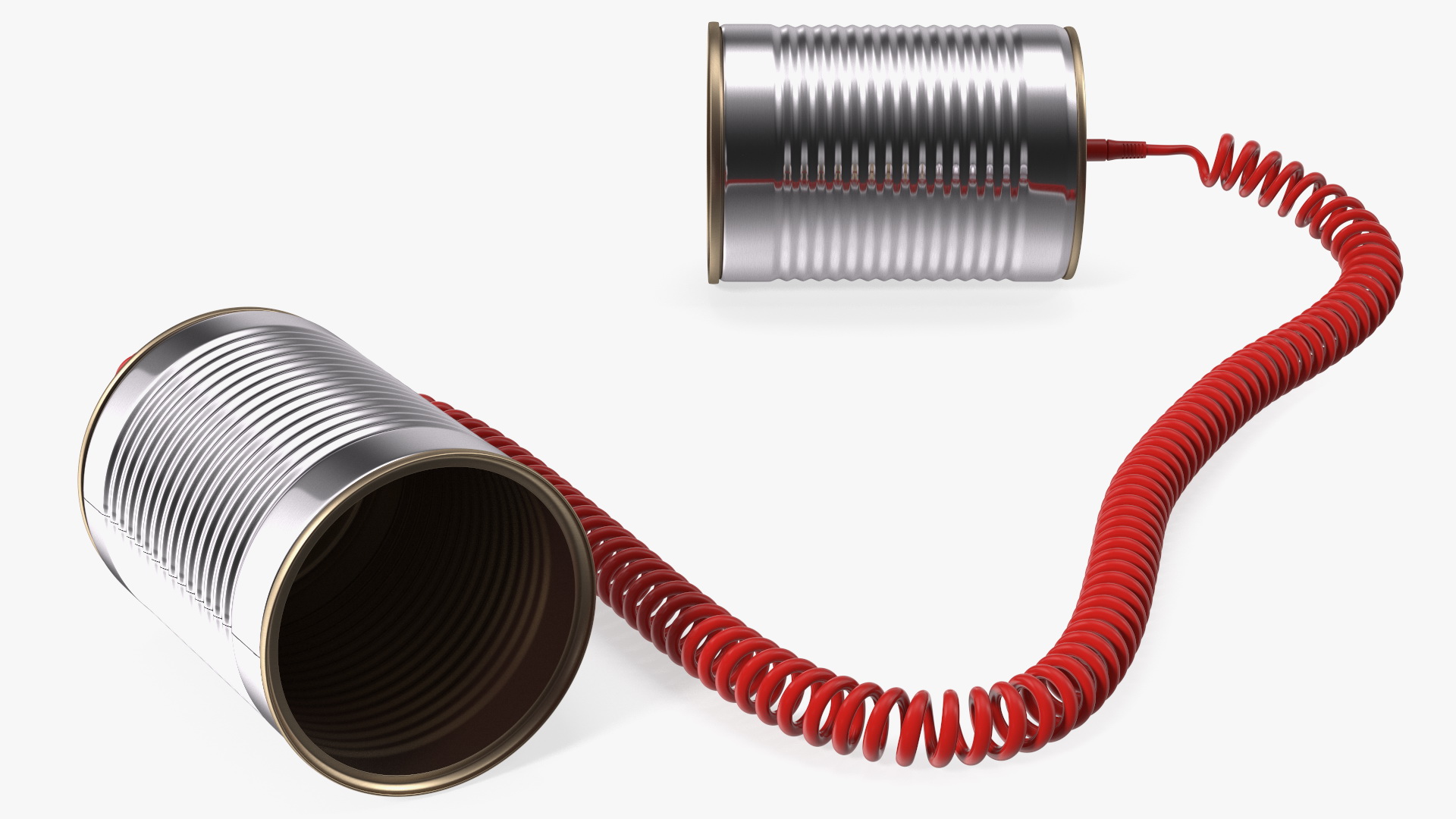 3D model Tin Can Phone with Coiled Cord