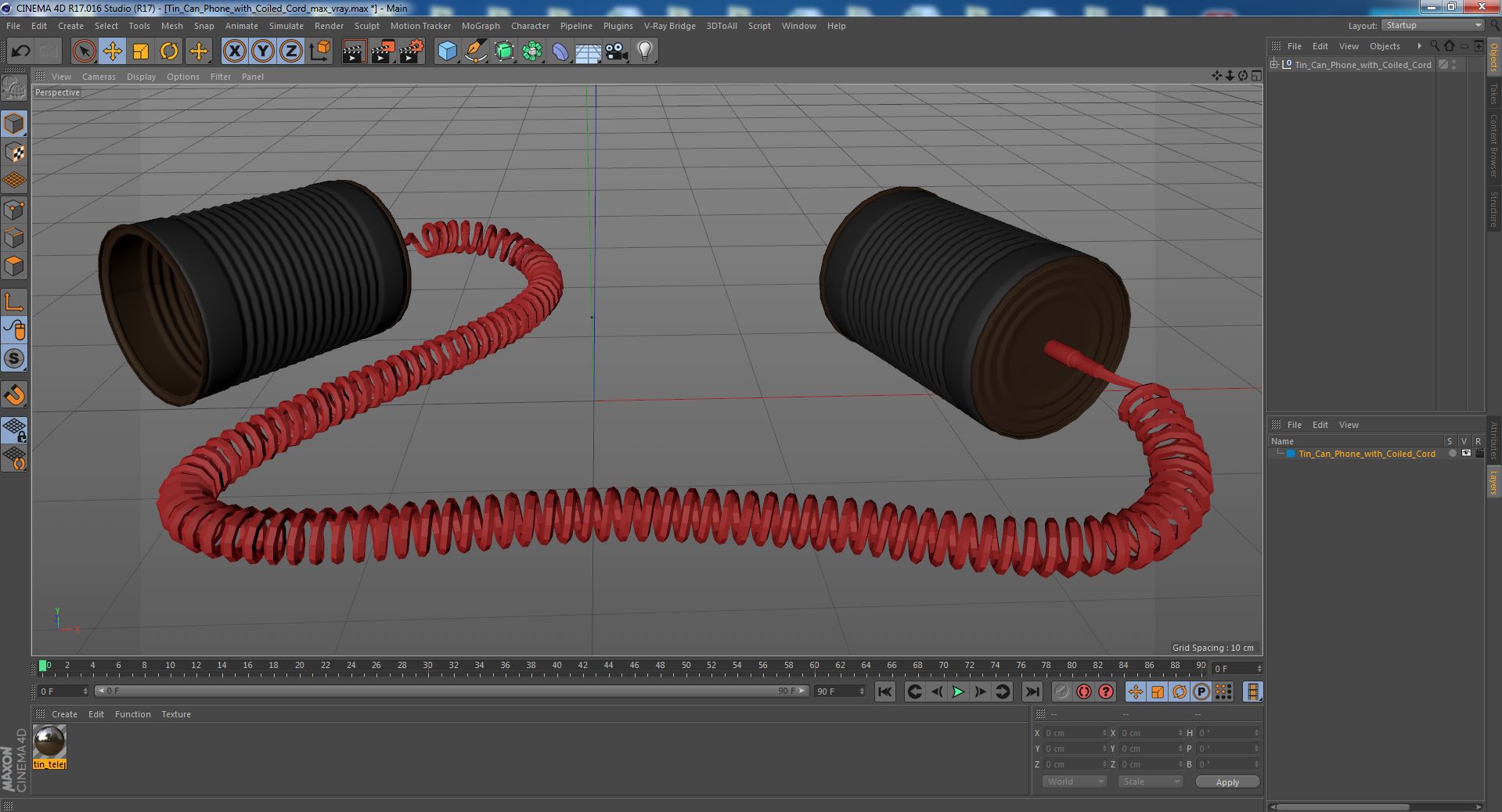 3D model Tin Can Phone with Coiled Cord