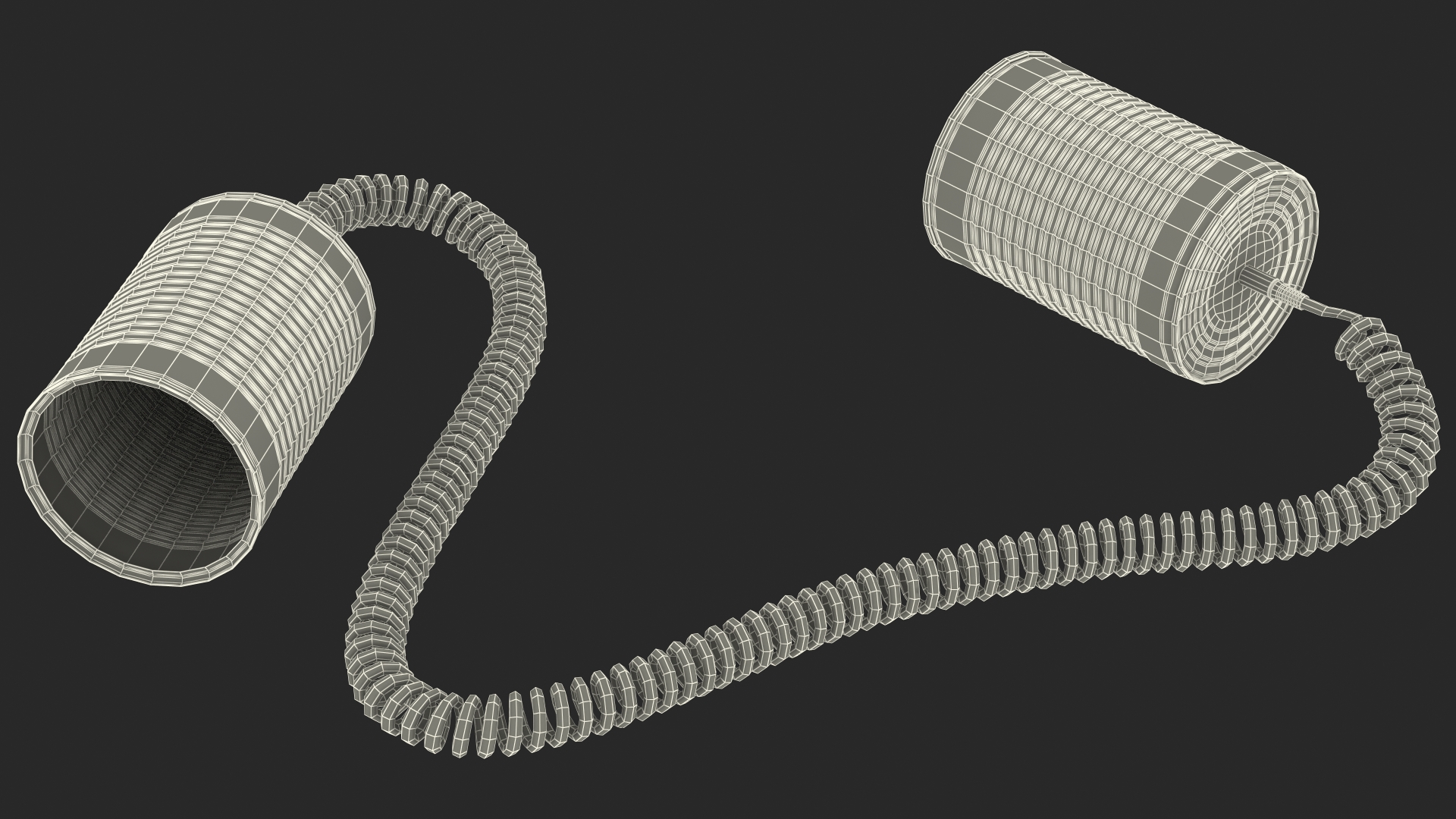 3D model Tin Can Phone with Coiled Cord