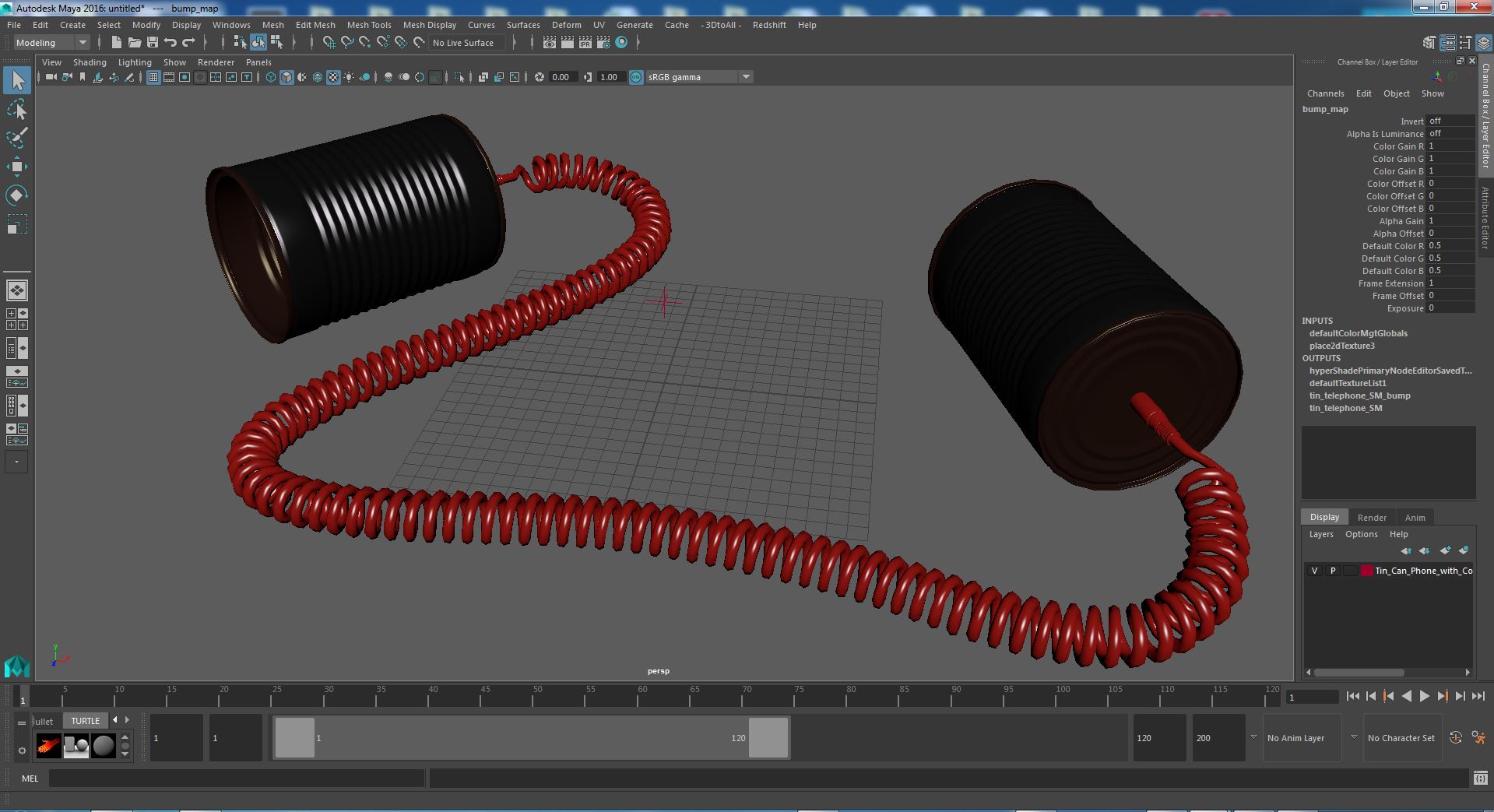 3D model Tin Can Phone with Coiled Cord