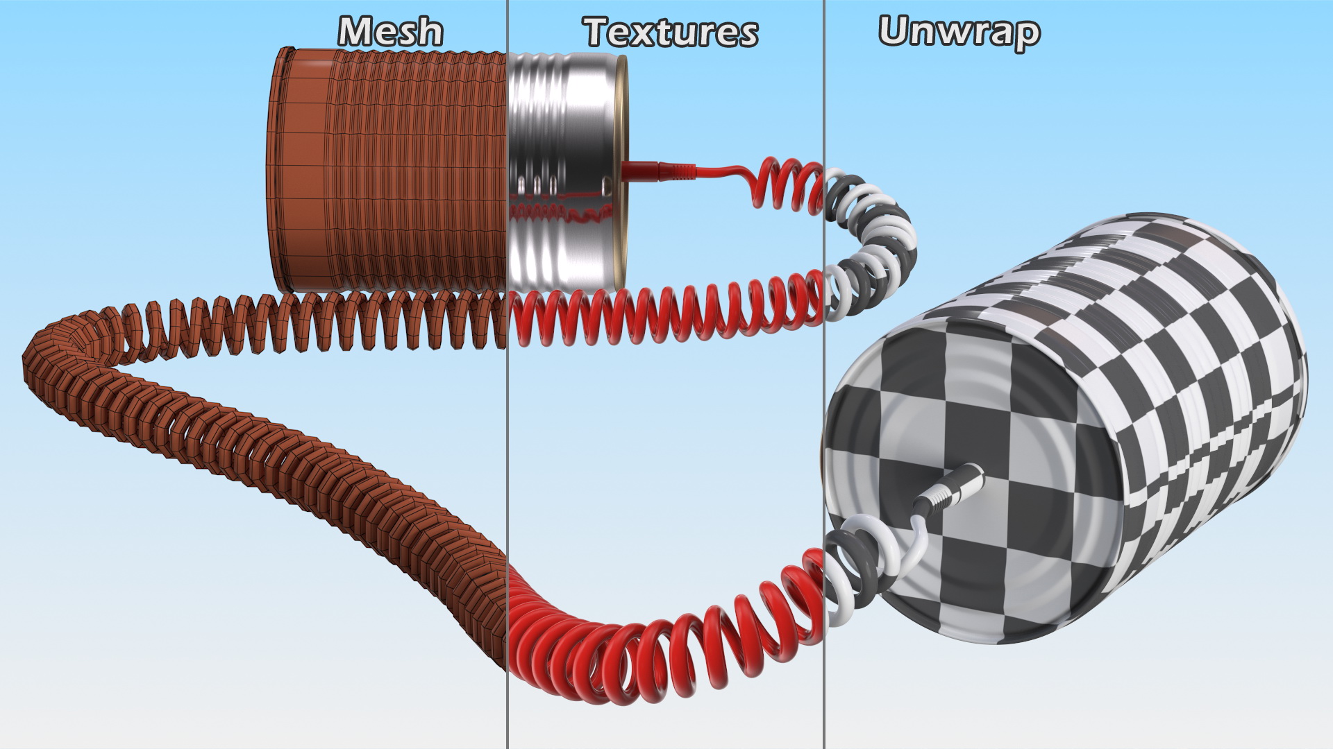 3D model Tin Can Phone with Coiled Cord