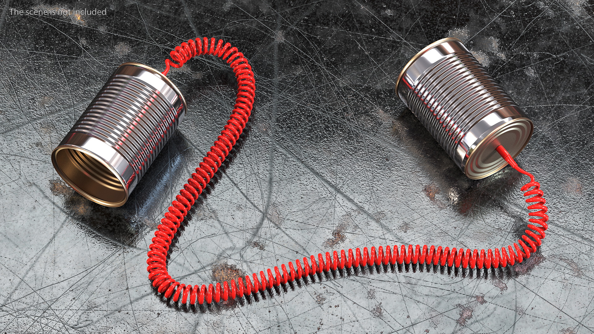 3D model Tin Can Phone with Coiled Cord