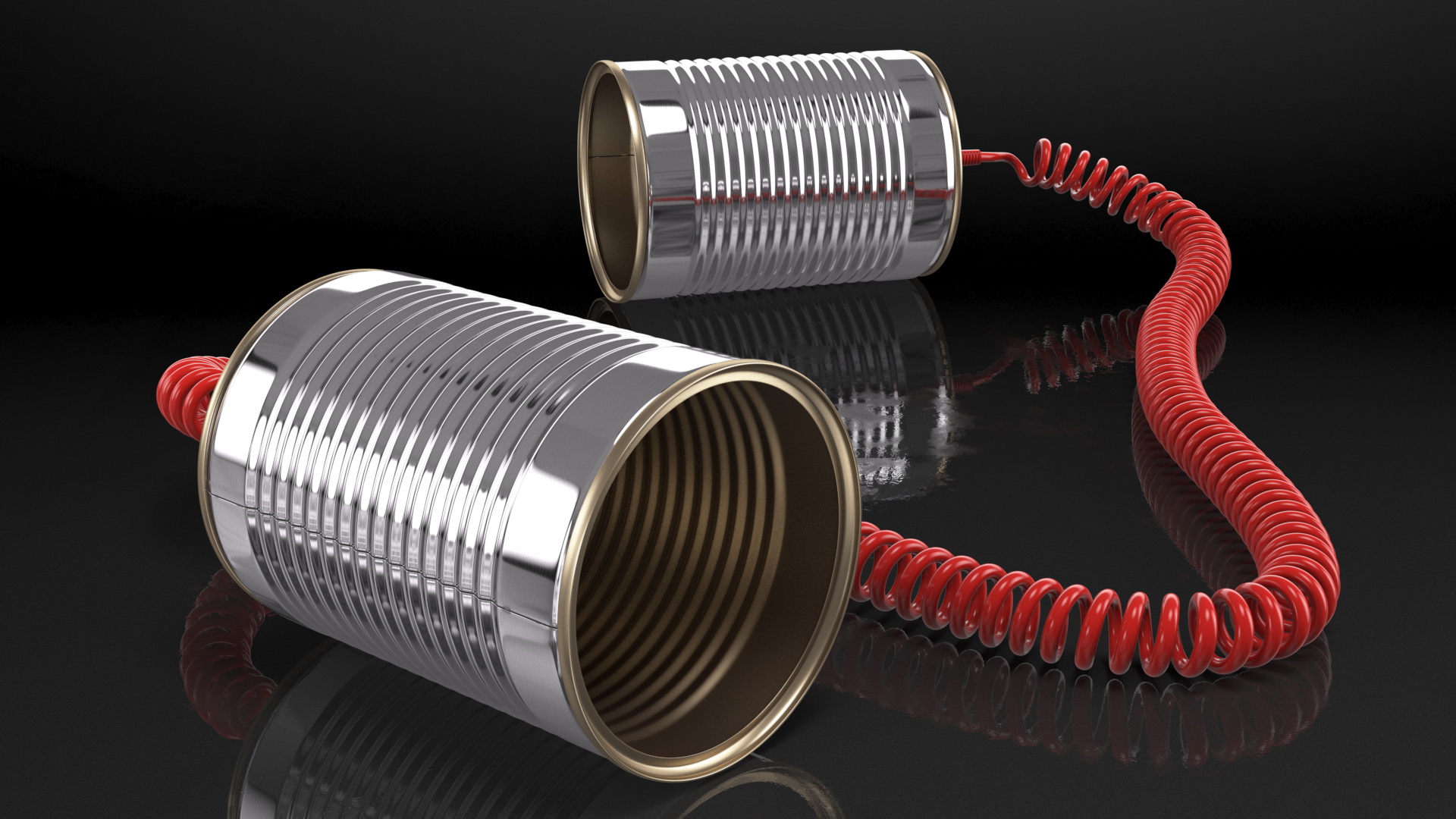 3D model Tin Can Phone with Coiled Cord