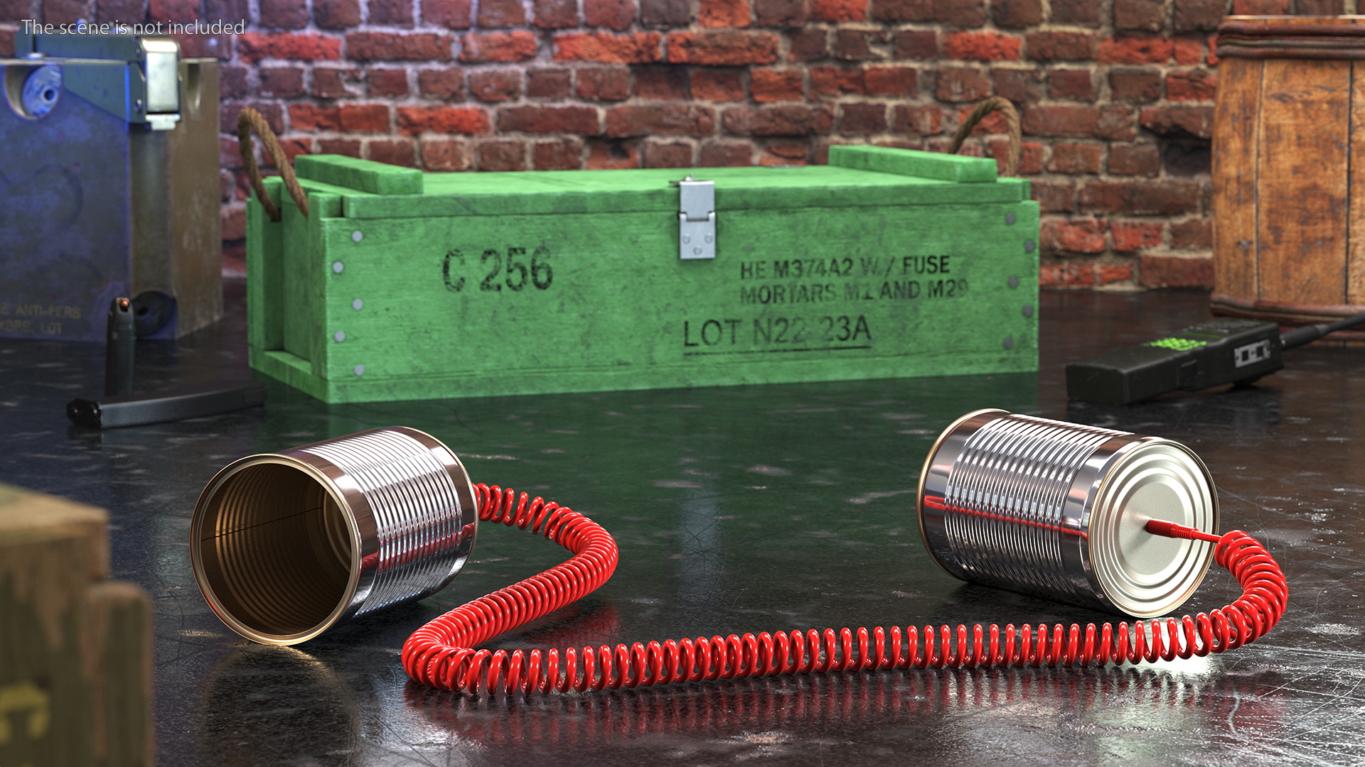 3D model Tin Can Phone with Coiled Cord