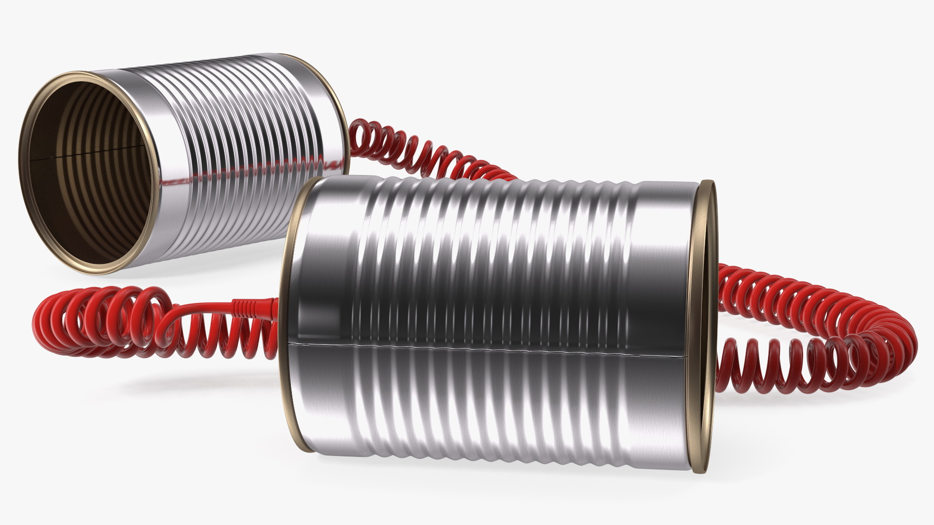 3D model Tin Can Phone with Coiled Cord